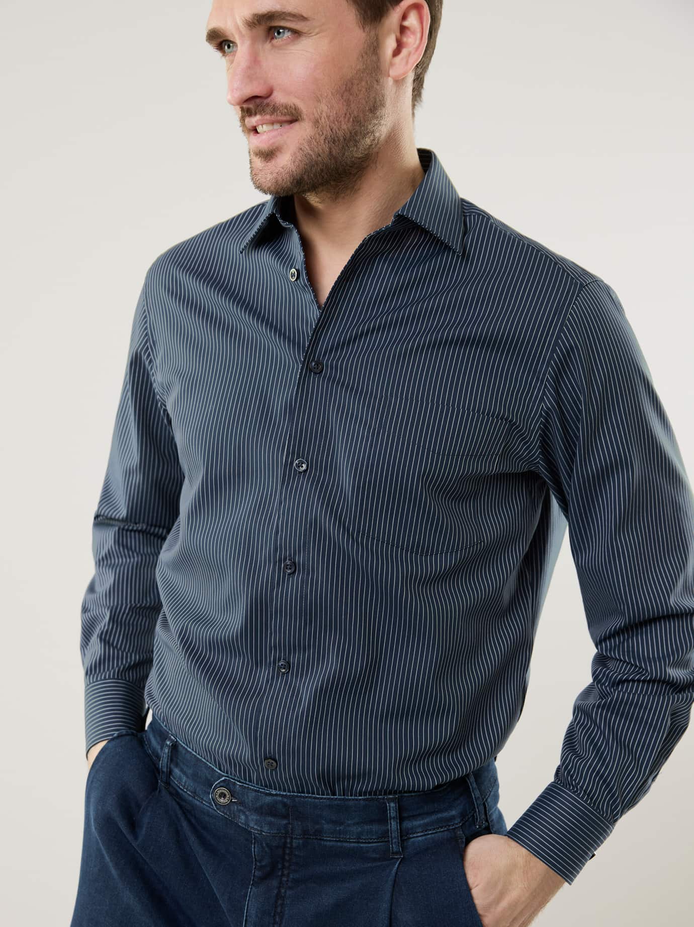 Walbusch Extraglatt Shirt Walbusch Collar Comfort Fit Blue 42 2