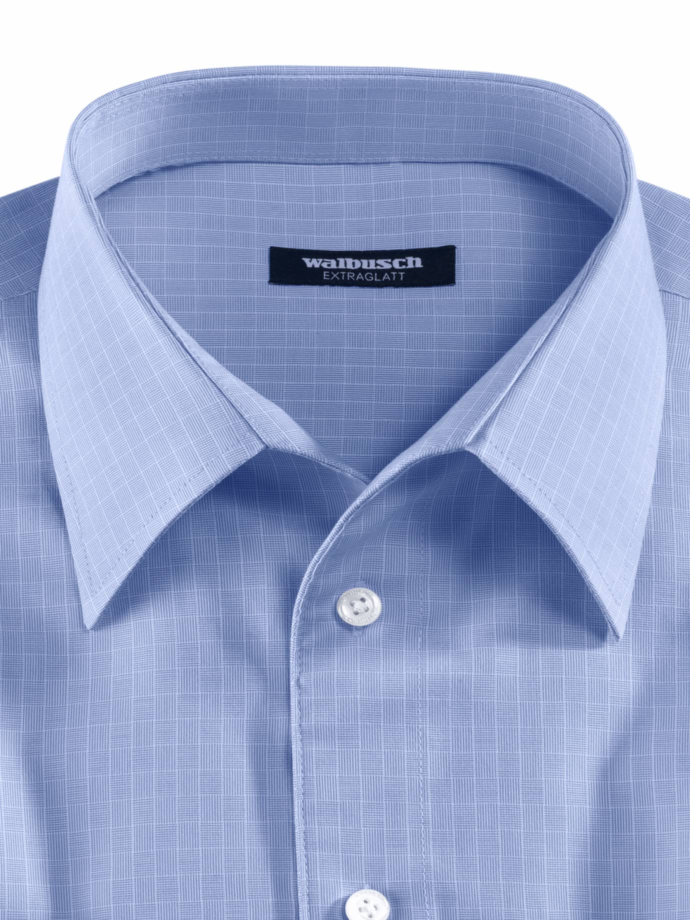 Walbusch Extraglatt-Hemd Walbusch-Kragen, Regular Fit, Farbe Blau, 45/46, reine, bügelfreie Baumwolle Walbusch-Kragen ohne Knopf Herren 4