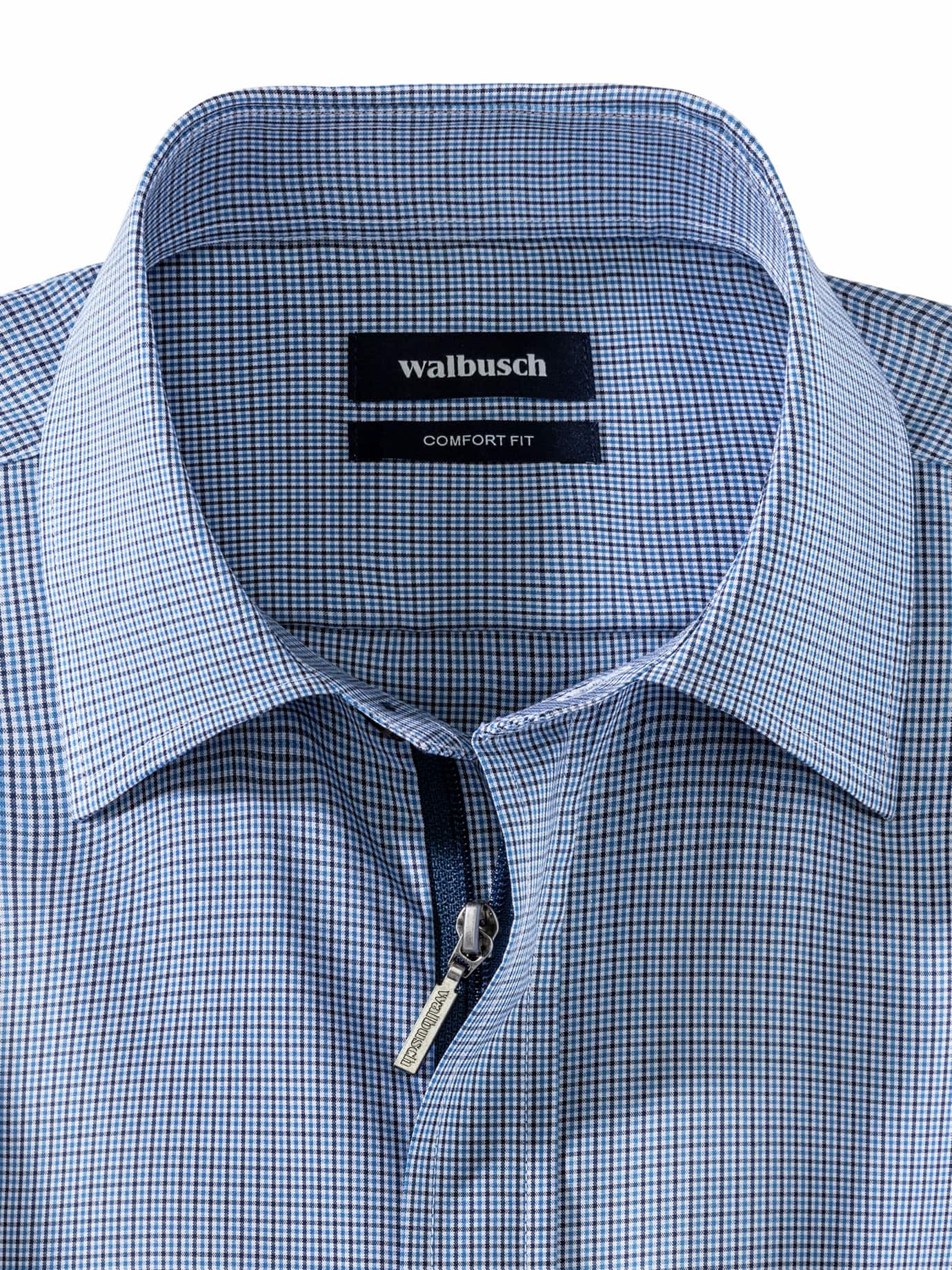 Chemise Walbusch Extraglatt Zip & Go Bleu 44 3