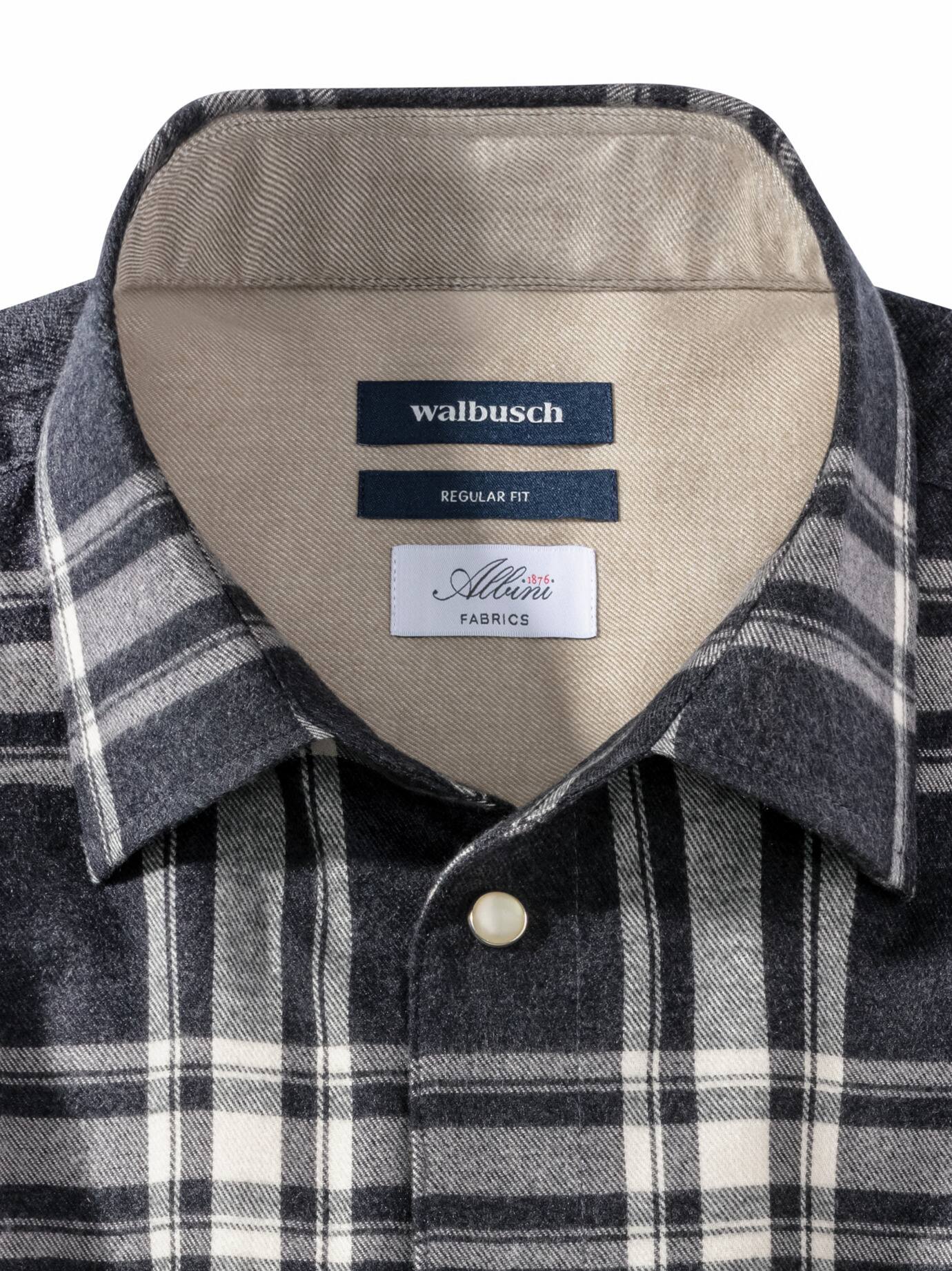 Walbusch Luxus-Flanell Hemd, Regular Fit#noch offen: Größenlauf, Farbe Grau, 39/40, luxuriöser Flanell aus Italien Walbusch-Kragen ohne Knopf Herren 3