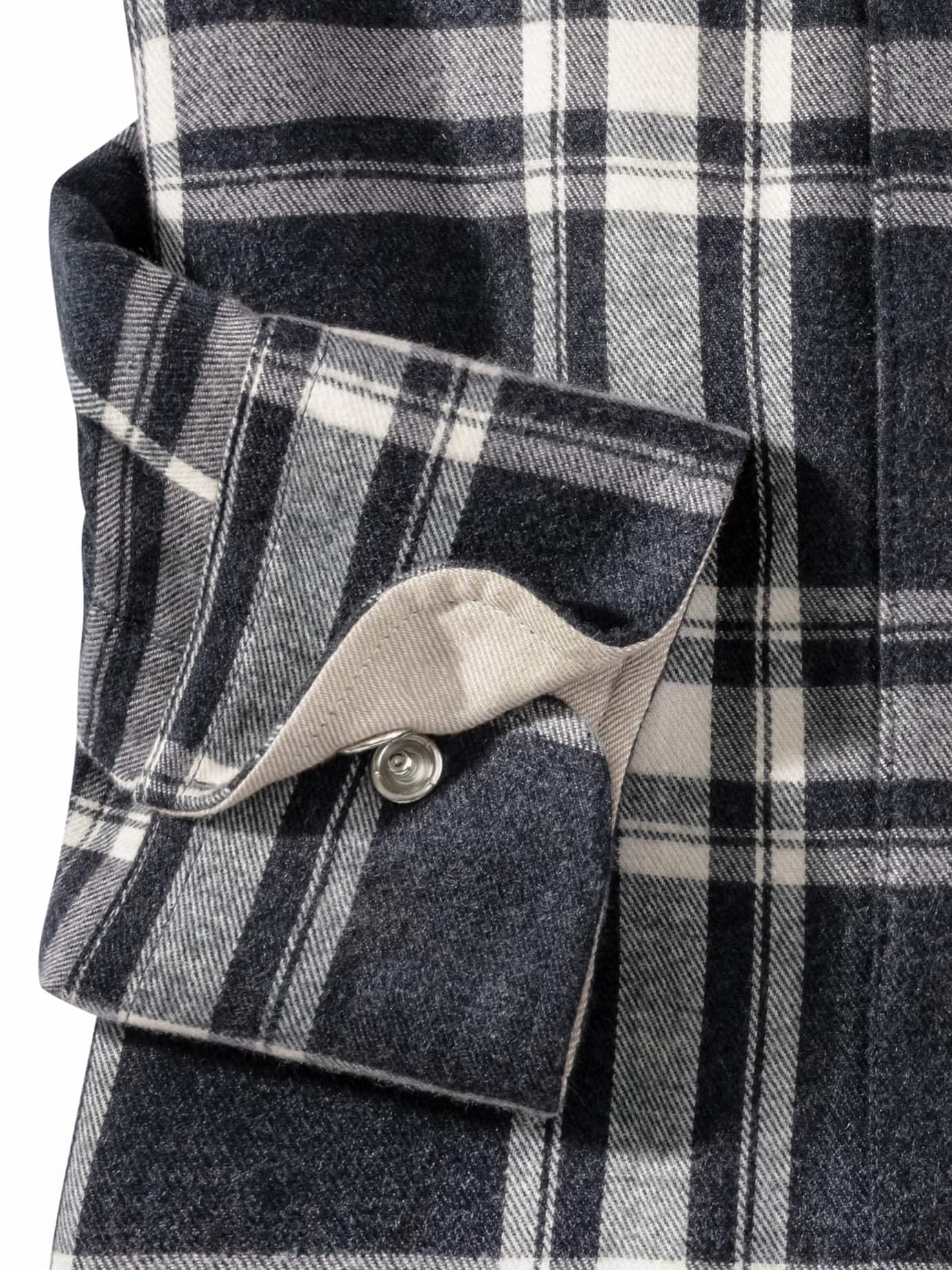 Walbusch Luxus-Flanell Hemd, Regular Fit#noch offen: Größenlauf, Farbe Grau, 39/40, luxuriöser Flanell aus Italien Walbusch-Kragen ohne Knopf Herren 4