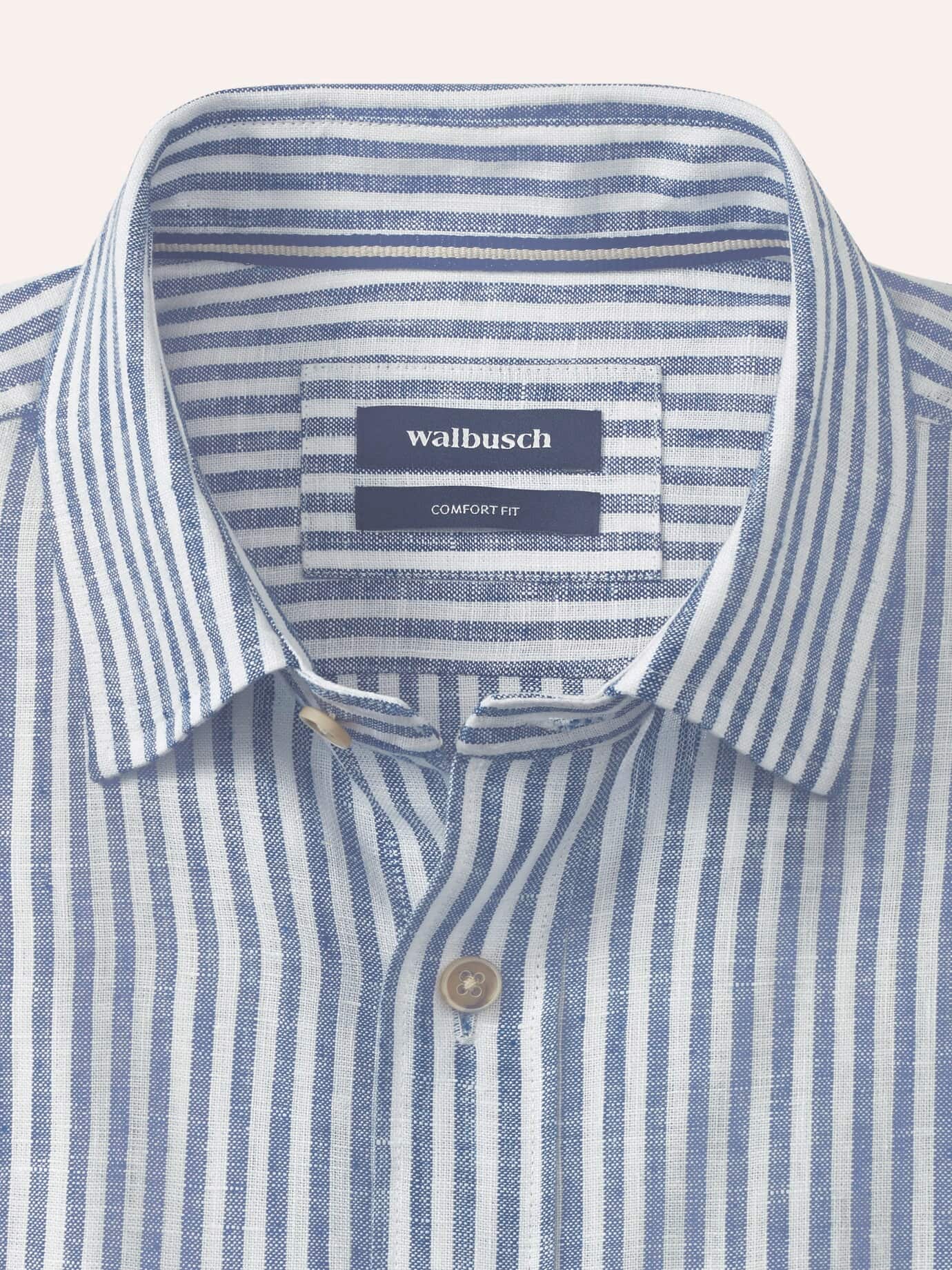 Walbusch Pures Leinen Hemd Comfort Fit Blue 39/40 4