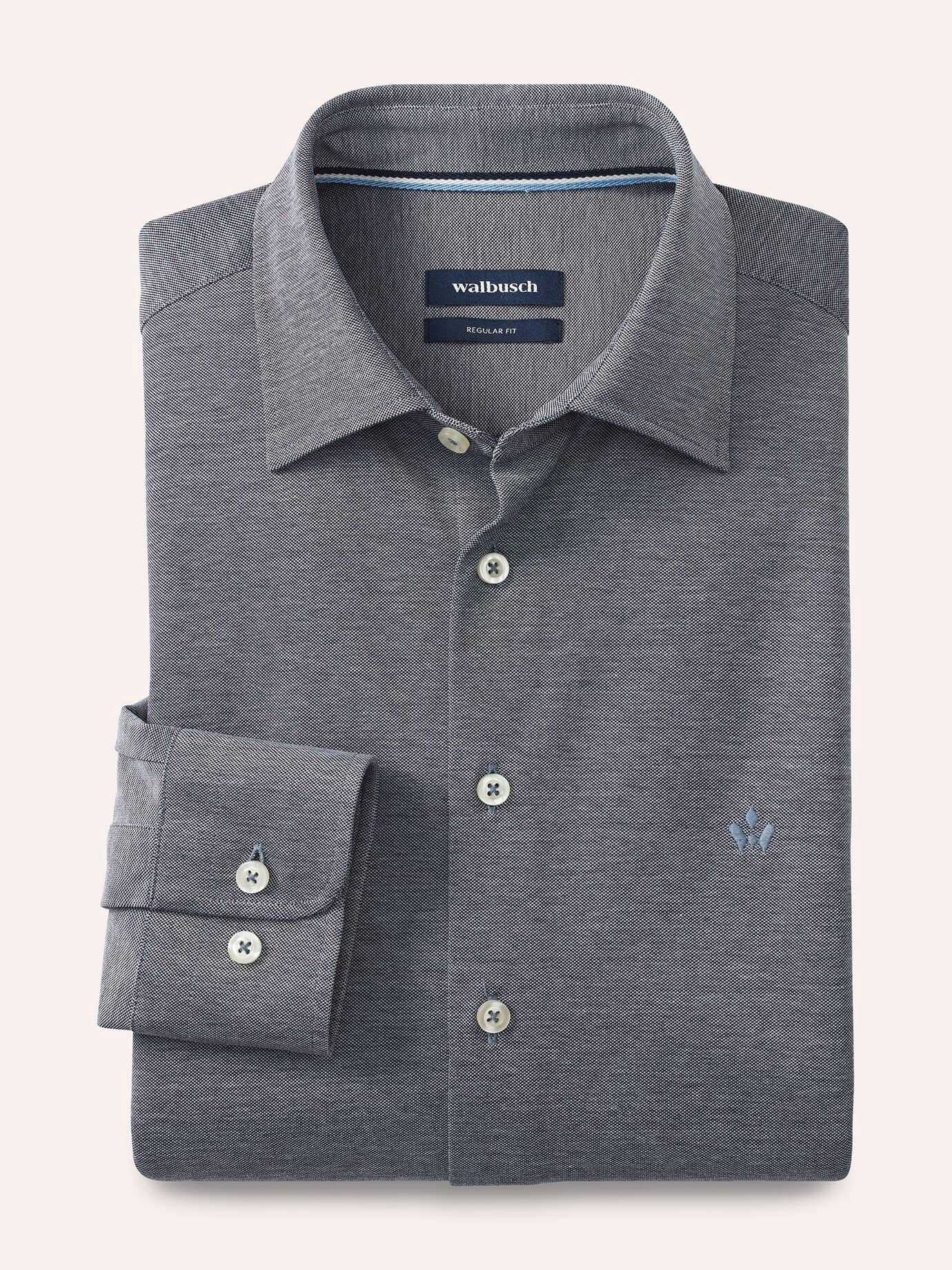 Comfort-Pique Hemd, Regular Fit#noch offen: Größenlauf, Farbe Blau, 45/46, weich und elastisch mit Kent-Kragen Herren