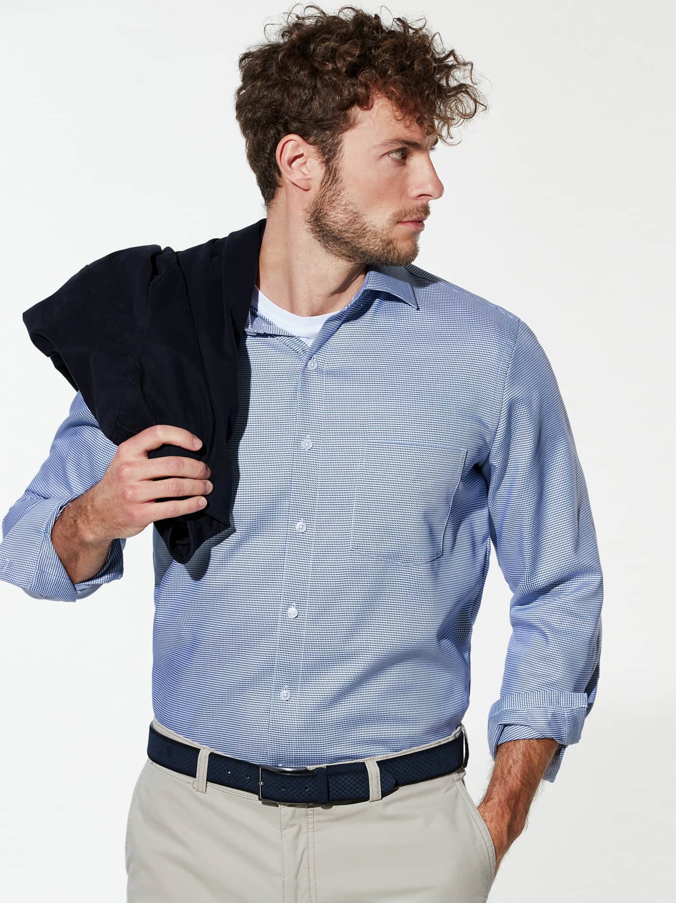 Walbusch Extraglatt Regular Fit Shirt Blue 40 10
