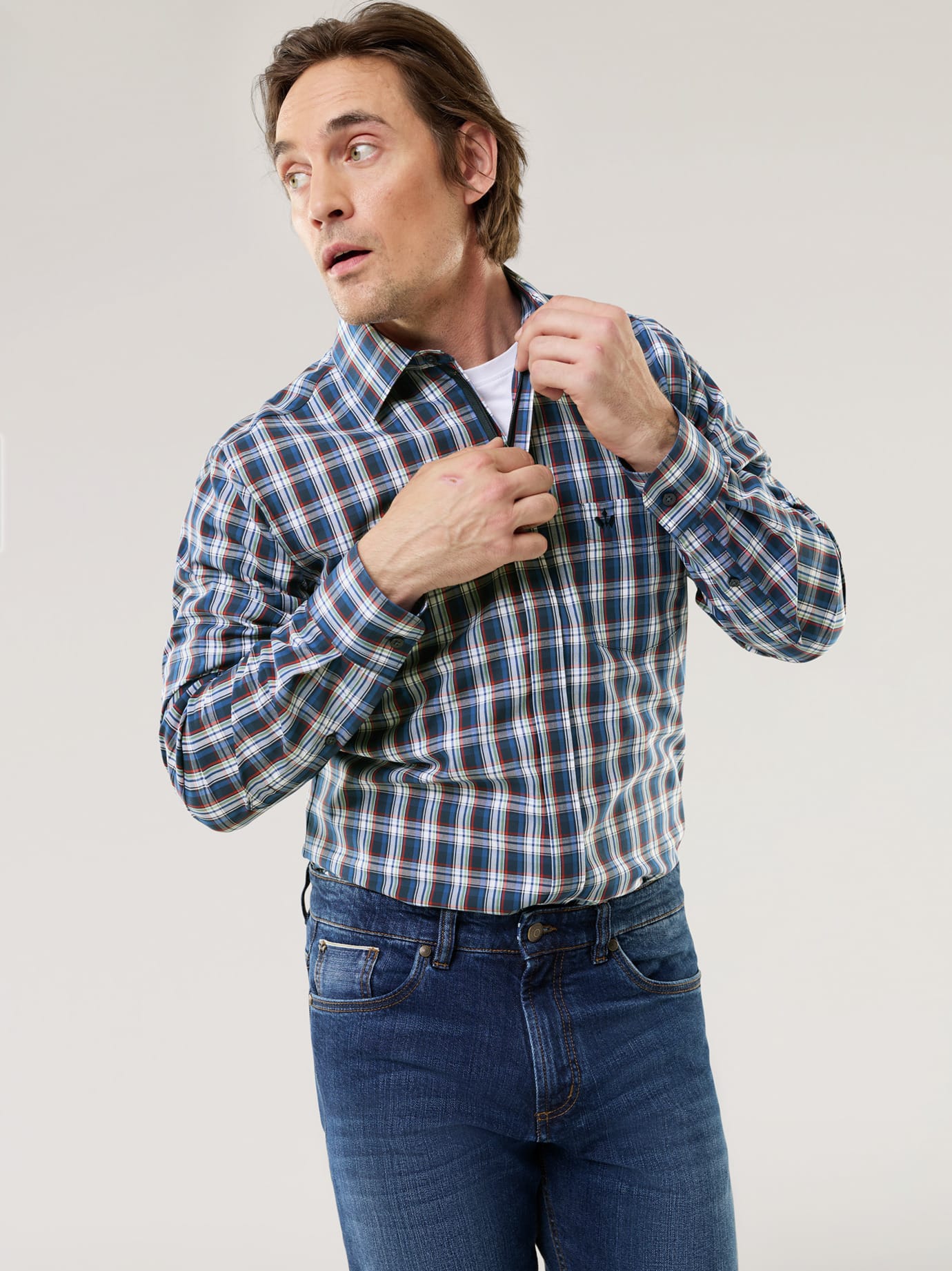 Walbusch Zip & Go Shirt Comfort Fit Blue 48 10