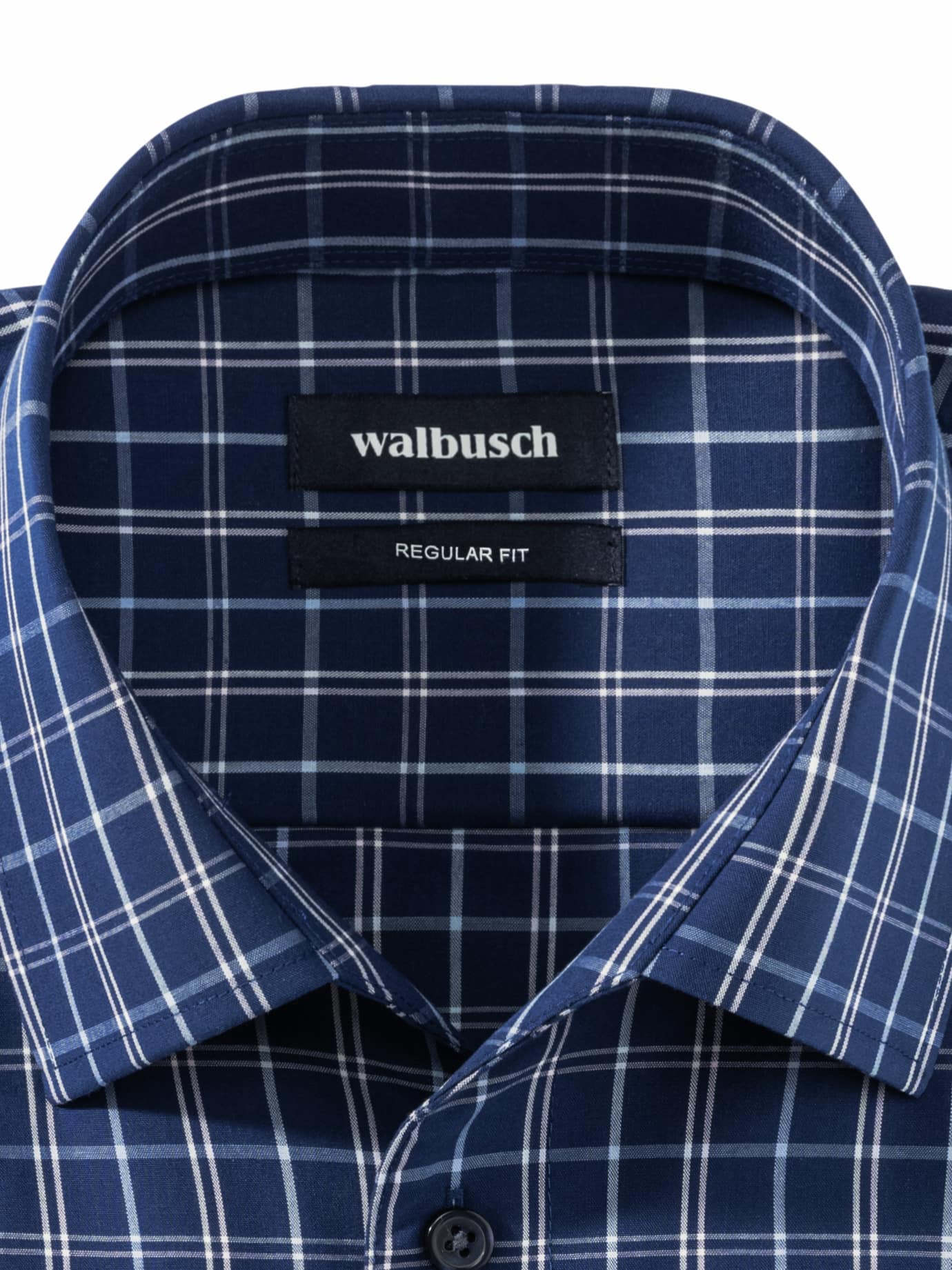 Walbusch Extraglatt-Hemd Walbusch-Kragen, Regular Fit, Farbe Blau, 45/46, reine, bügelfreie Baumwolle Walbusch-Kragen ohne Knopf Herren 4