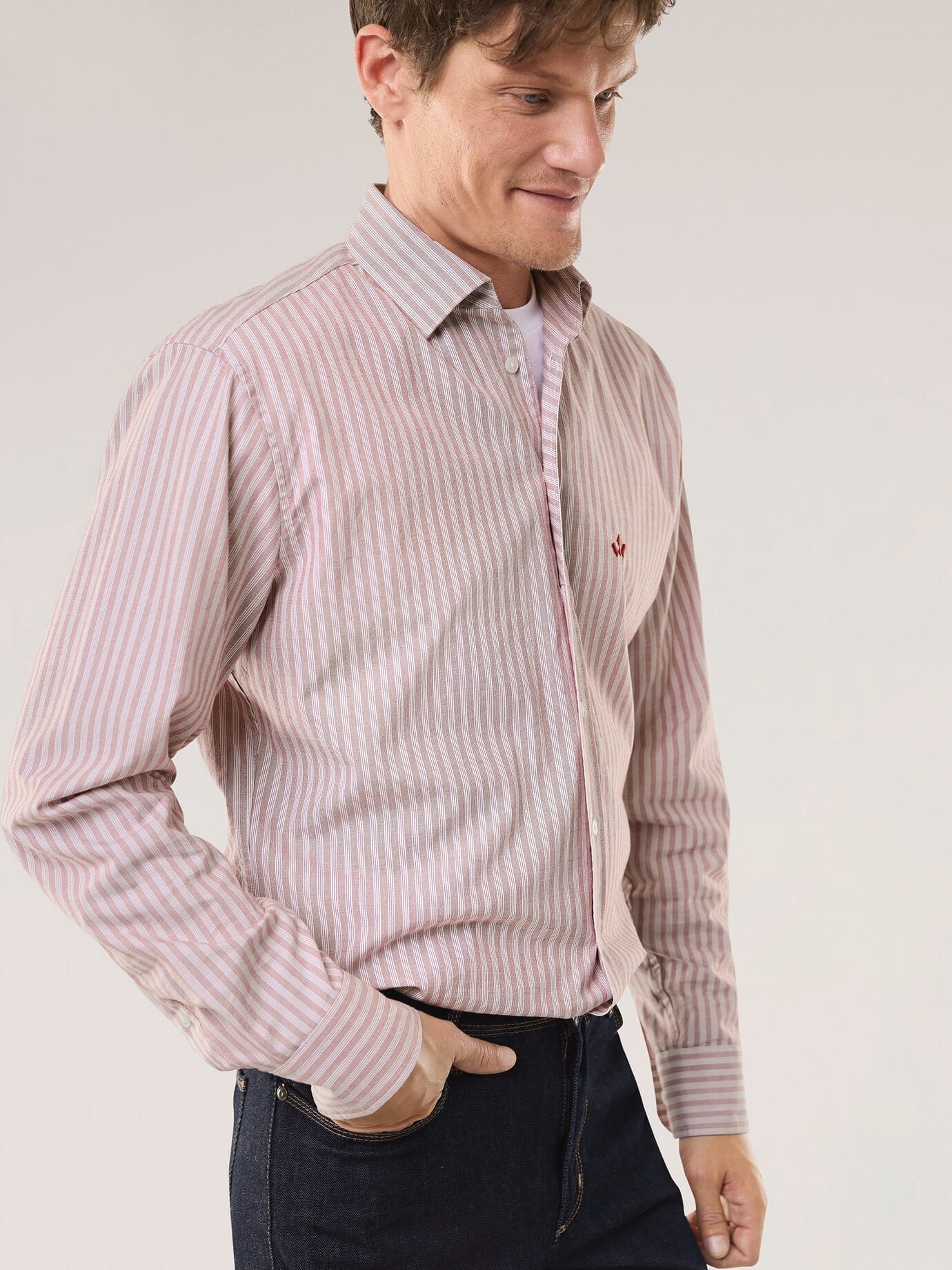 Walbusch Royal Oxford Shirt Red 38 7