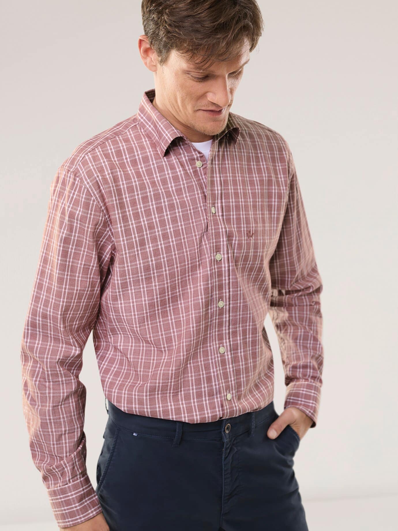Walbusch Royal Oxford Shirt Red 38 3