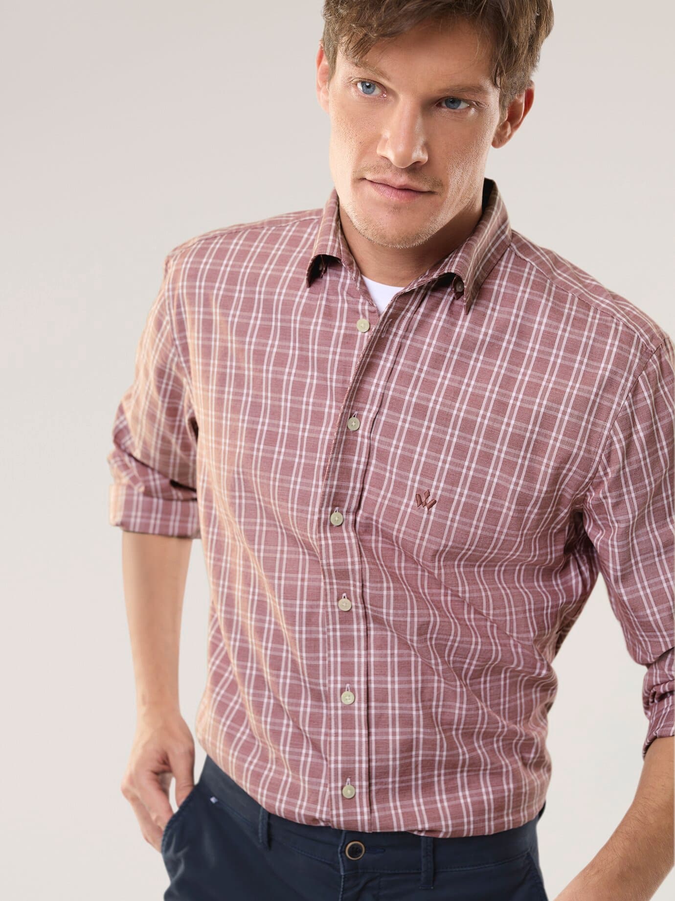 Walbusch Royal Oxford Shirt Red 38 2