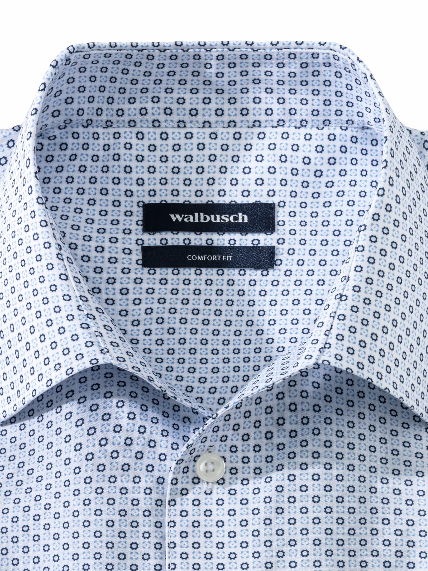 Walbusch Buttonless Collar Shirt Comfort Fit Blue 45/46 4