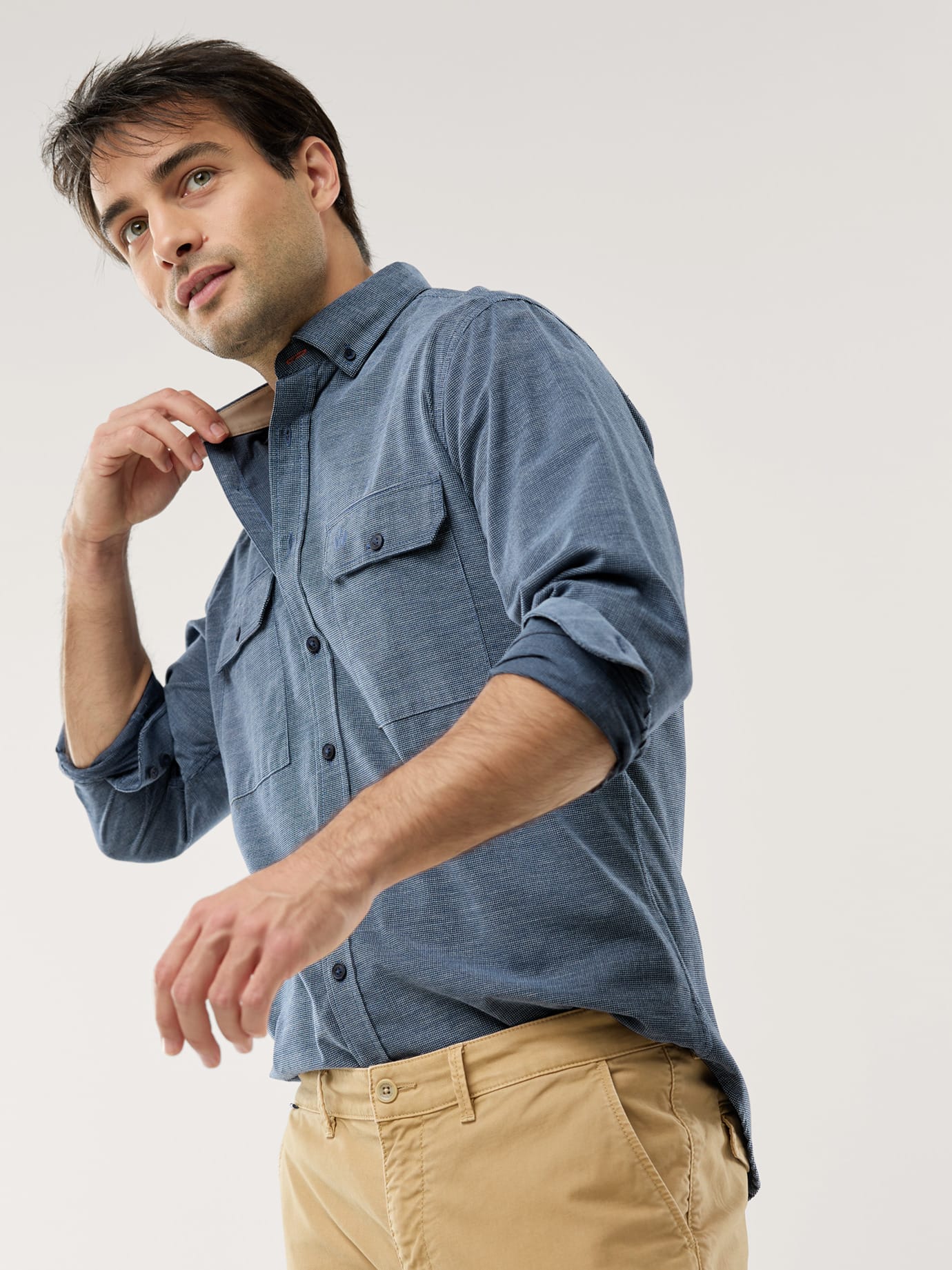 Walbusch Soft-Cord Overshirt Regular Fit Blue Cotton 3