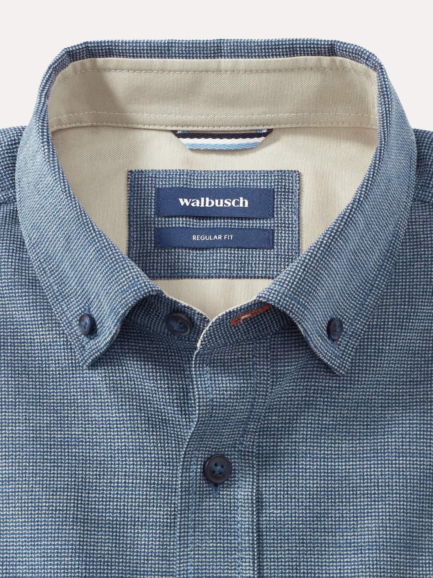 Walbusch Soft-Cord Overshirt Regular Fit Blue Cotton 4