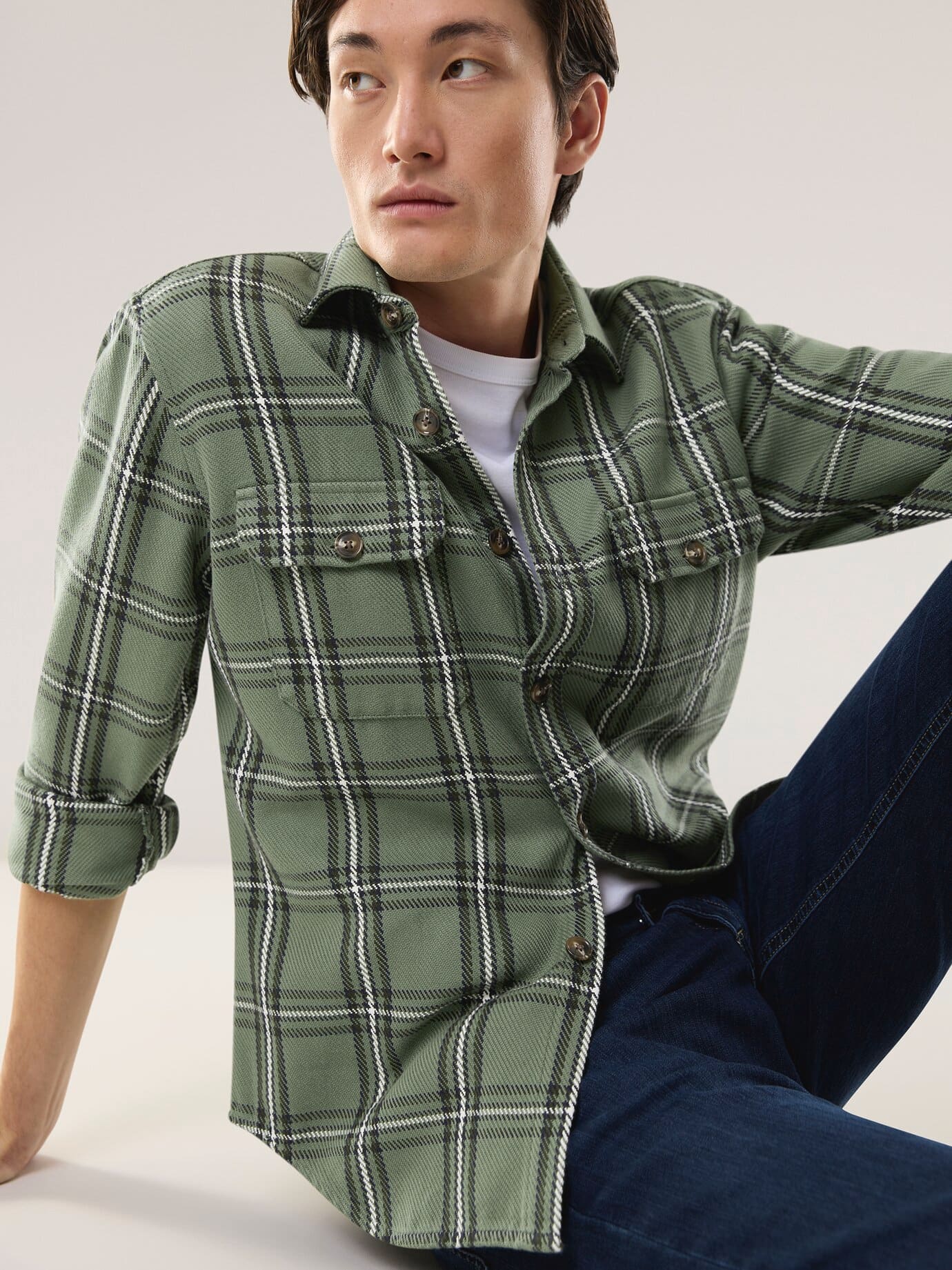 Walbusch Karo Overshirt Green Cotton 6