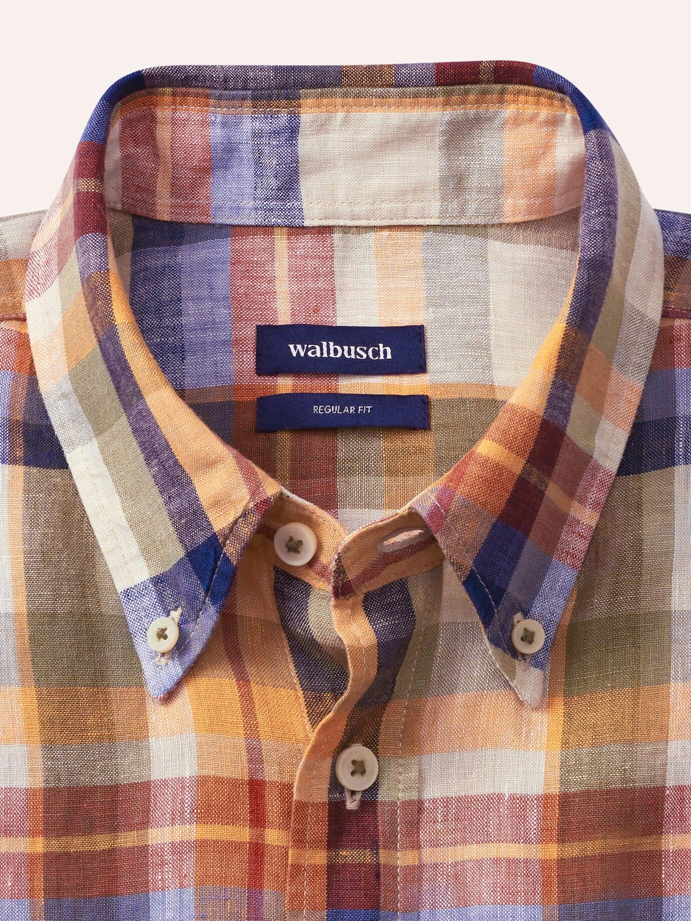 Walbusch Pures Leinen Hemd, Regular Fit#noch offen: Größenlauf, Farbe Orange, 41/42, 100% Leinen Kent-Kragen Button-down Herren 4