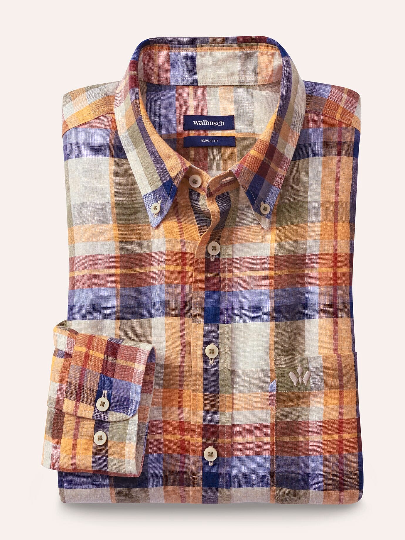 Pures Leinen Hemd, Regular Fit#noch offen: Größenlauf, Farbe Orange, 38, 100% Leinen Kent-Kragen Button-down Herren