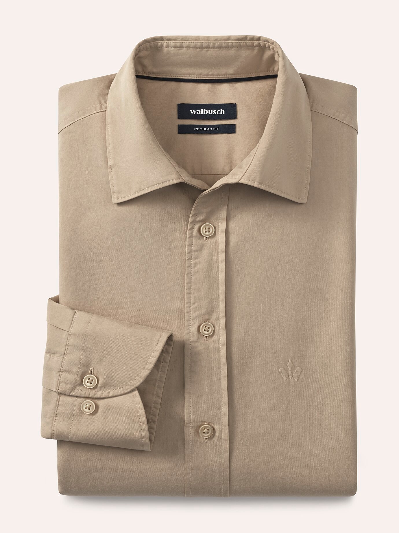 Überfärber-Hemd, Regular Fit#noch offen: Größenlauf, Farbe Beige, 47/48, softer Baumwoll-Twill -Kragen mit verdecktem Button-down Herren