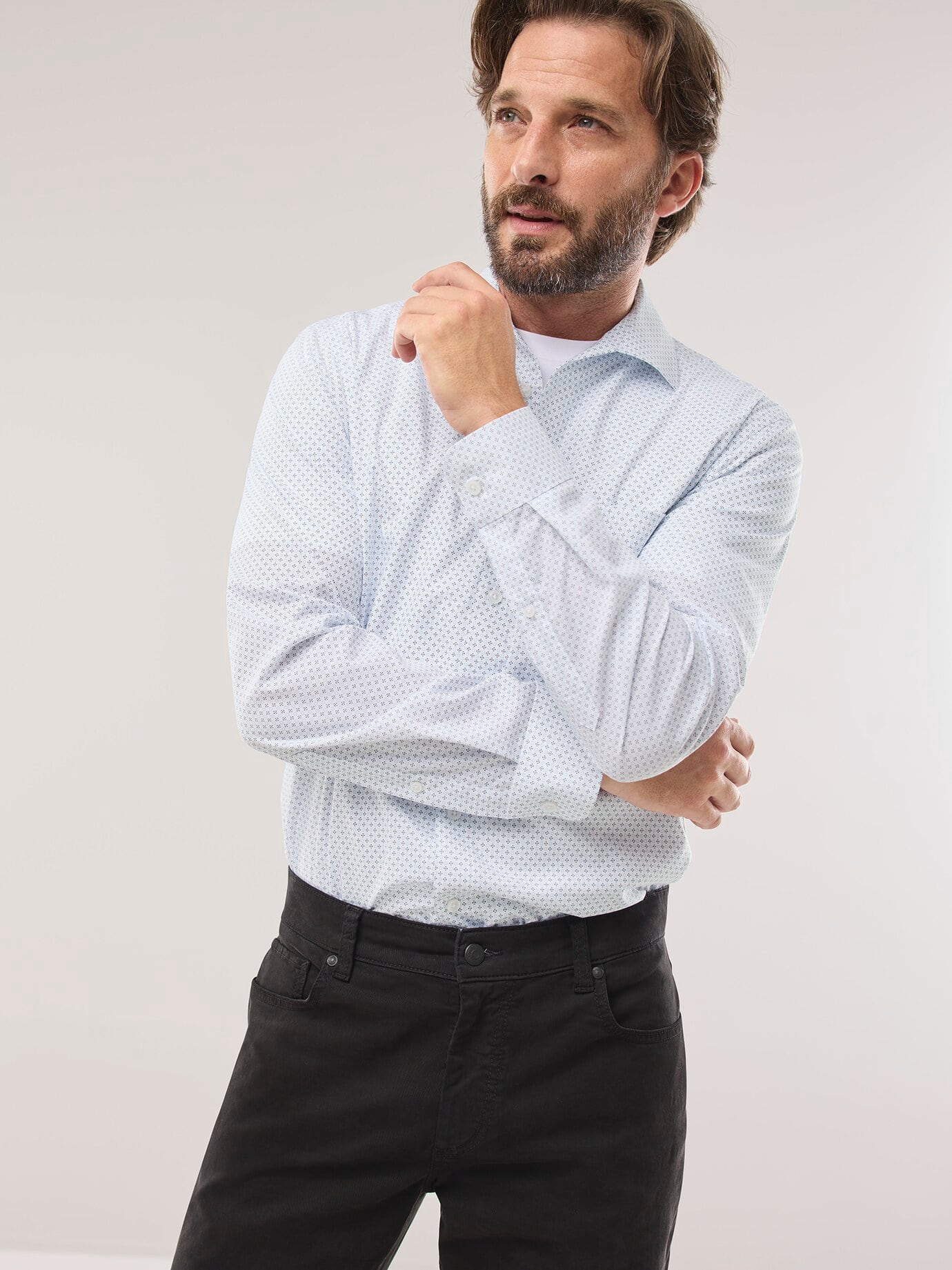 Walbusch Extra Smooth Shirt Buttonless Collar Regular Fit White 38 3