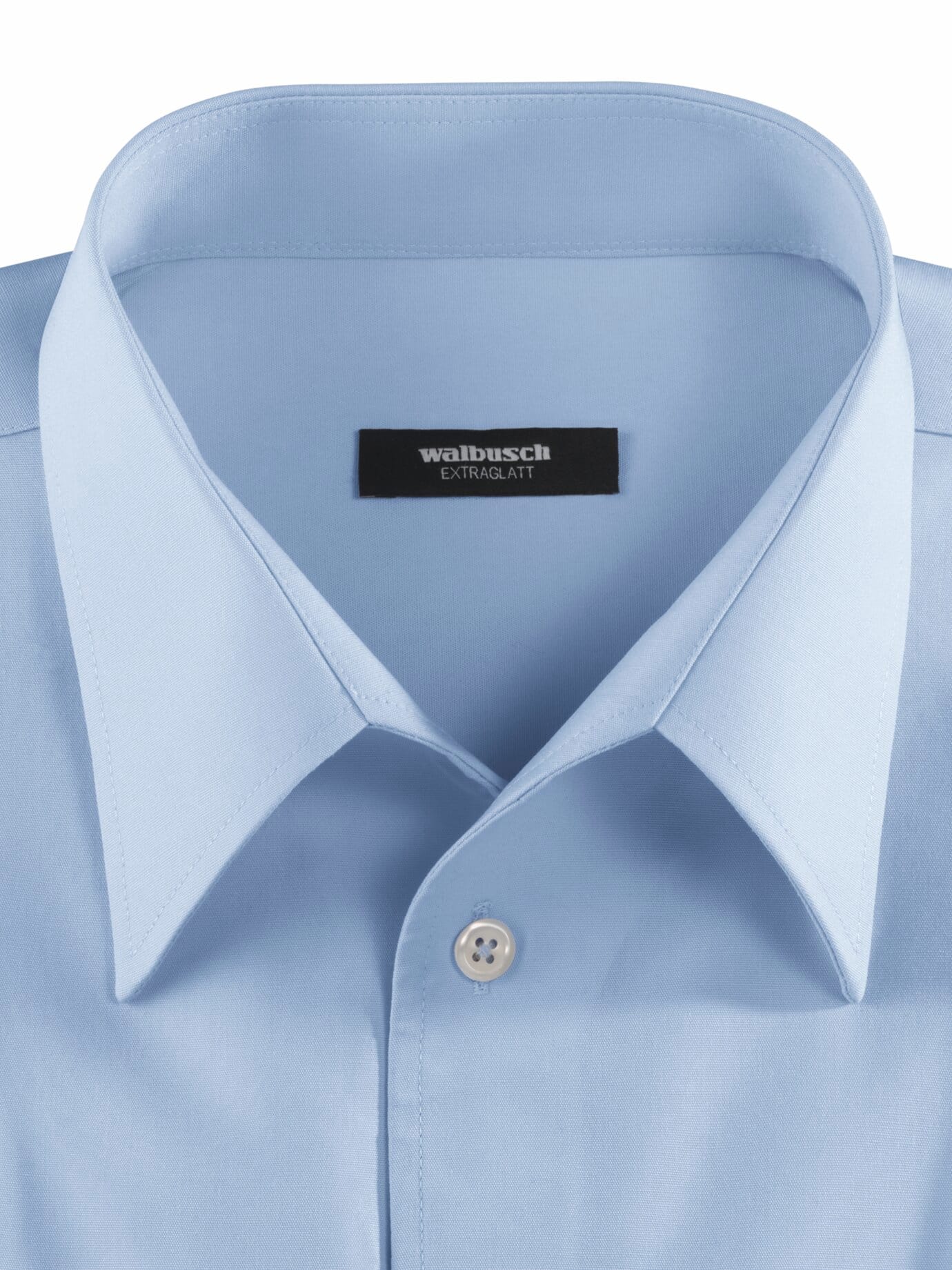 Walbusch Extraglatt-Hemd Walbusch-Kragen, Regular Fit, Farbe Blau, 45/46, reine, bügelfreie Baumwolle Walbusch-Kragen ohne Knopf Herren 4