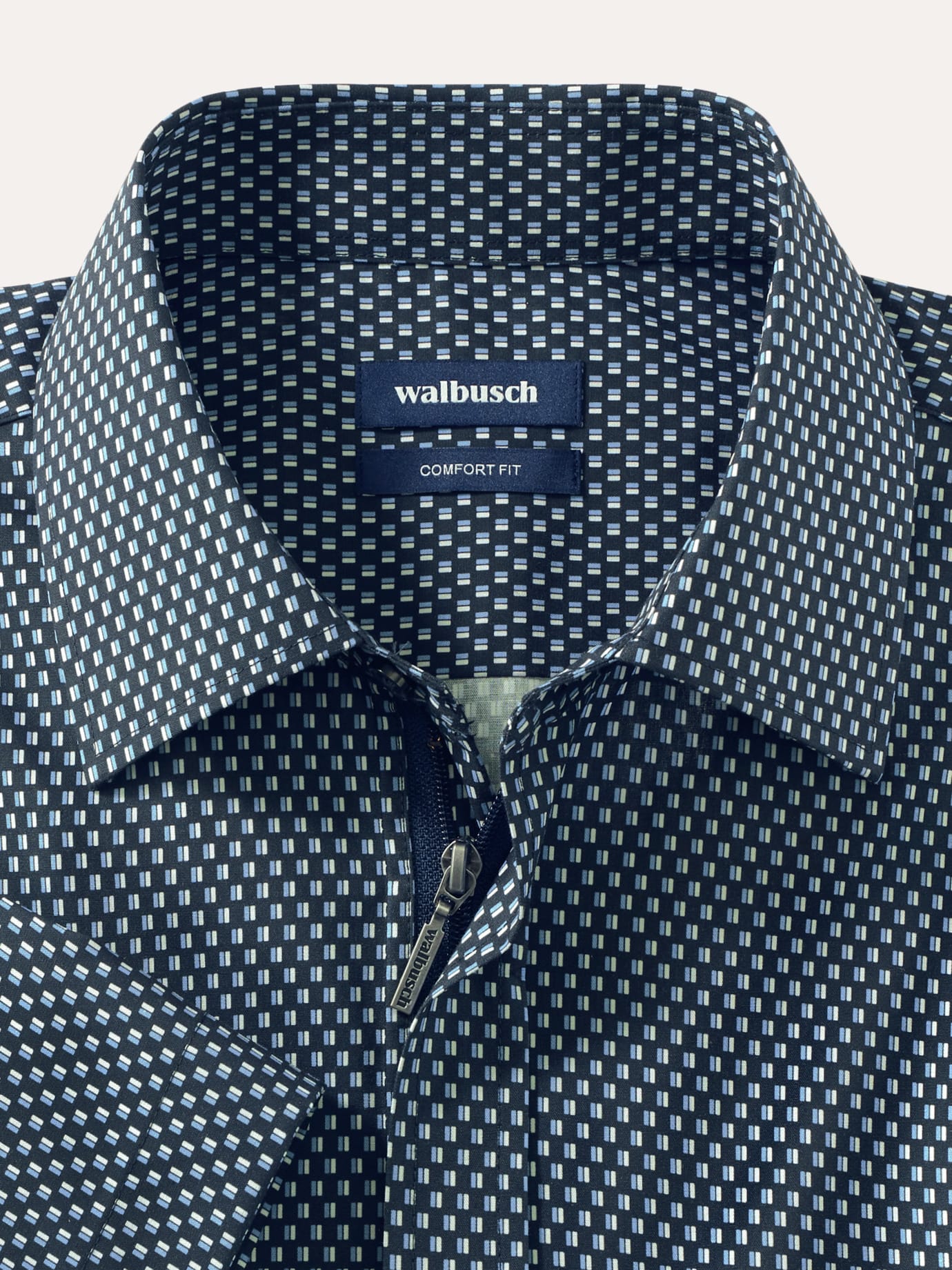 Chemise Walbusch Extraglatt Zip & Go Bleu 44 8