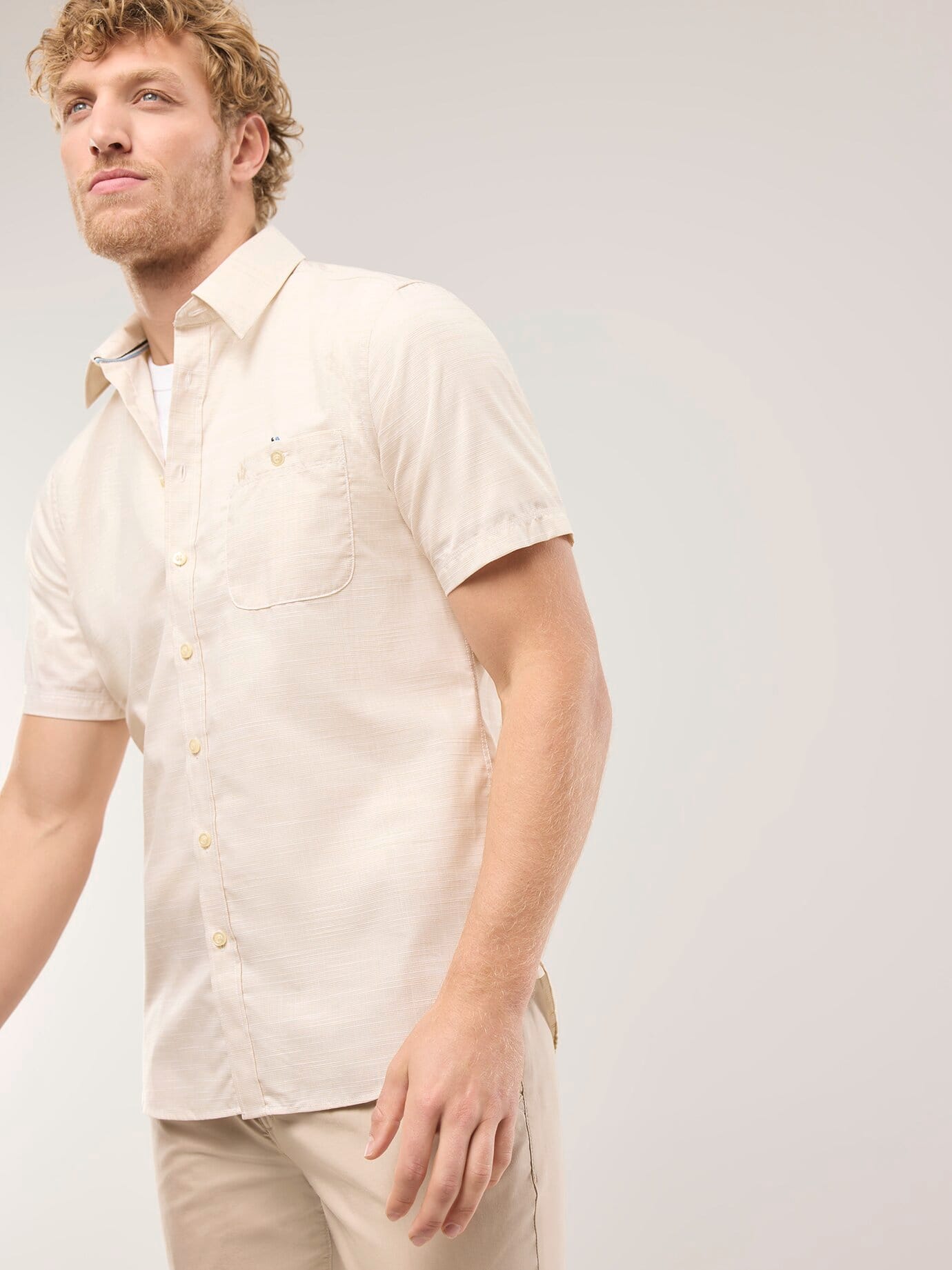 Walbusch Tropical Short Sleeve Shirt Regular Fit Beige 41/42 3