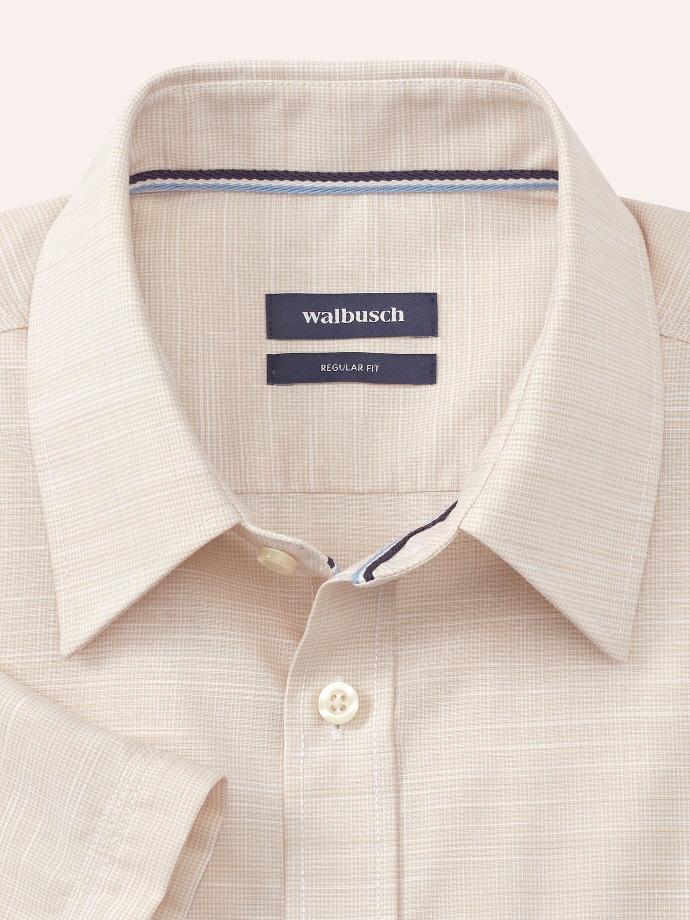 Walbusch Tropical Short Sleeve Shirt Regular Fit Beige 41/42 4