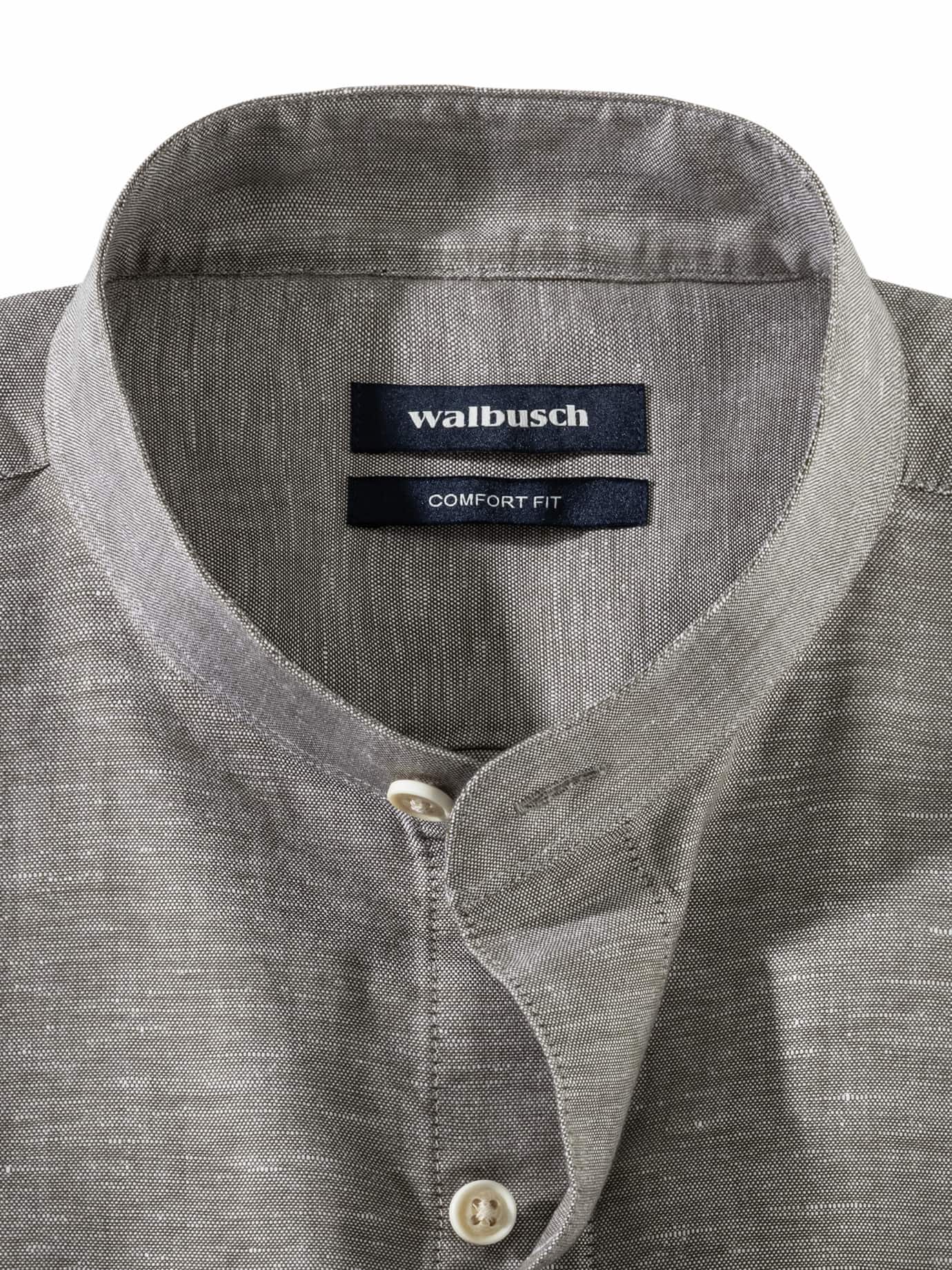 Walbusch Stand Collar Linen Shirt Green 41/42 8
