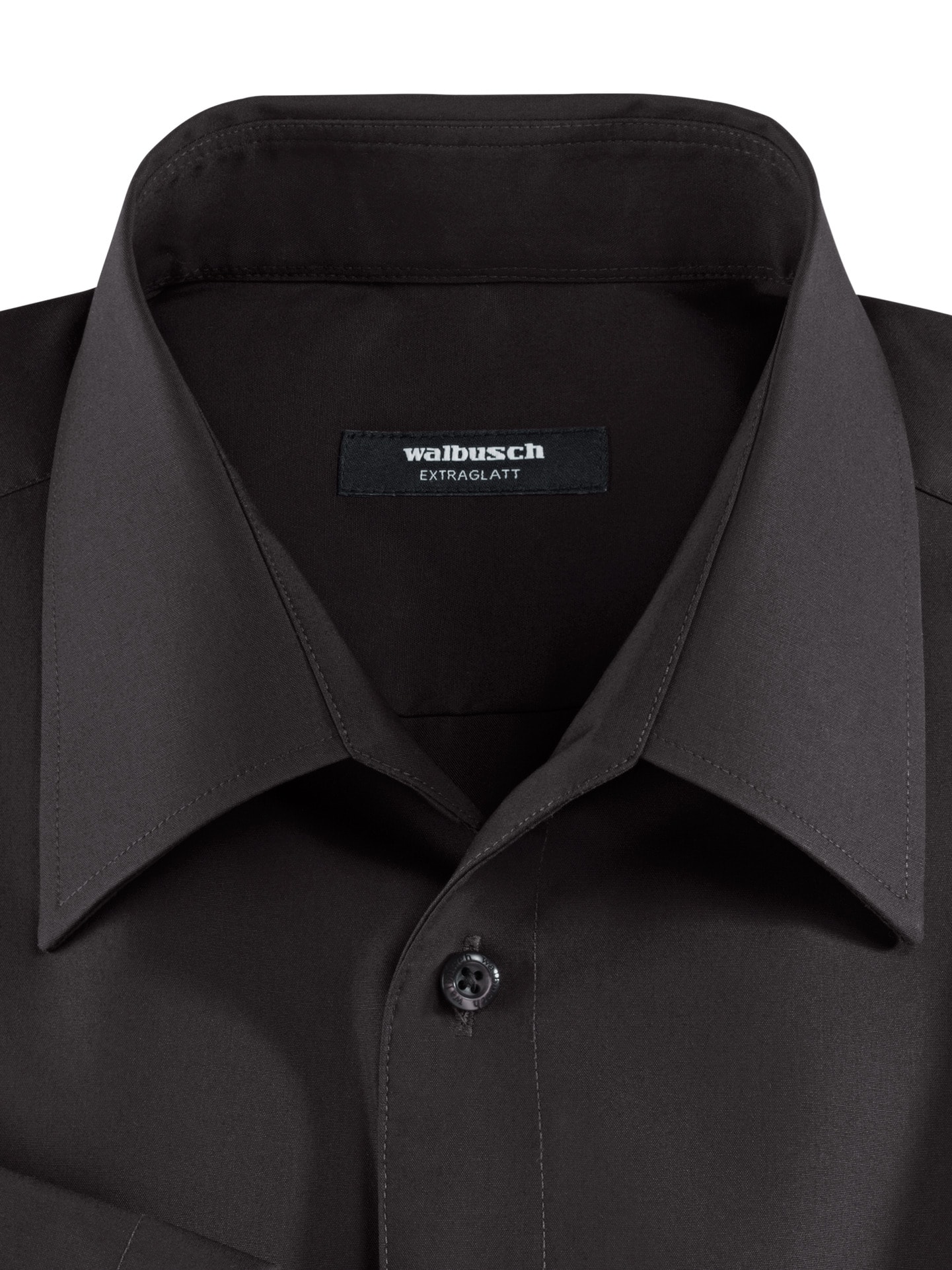 Walbusch Extraglatt-Hemd Walbusch-Kragen, Comfort Fit, Farbe Schwarz, 44, reine, bügelfreie Baumwolle Walbusch-Kragen ohne Knopf Herren 4
