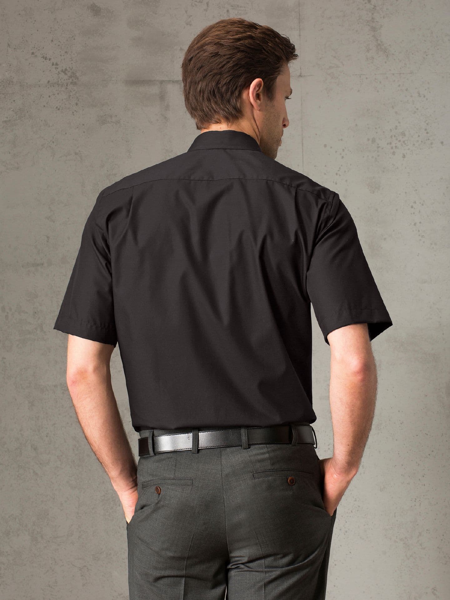 Walbusch Extraglatt-Hemd Walbusch-Kragen, Comfort Fit, Farbe Schwarz, 44, reine, bügelfreie Baumwolle Walbusch-Kragen ohne Knopf Herren 3