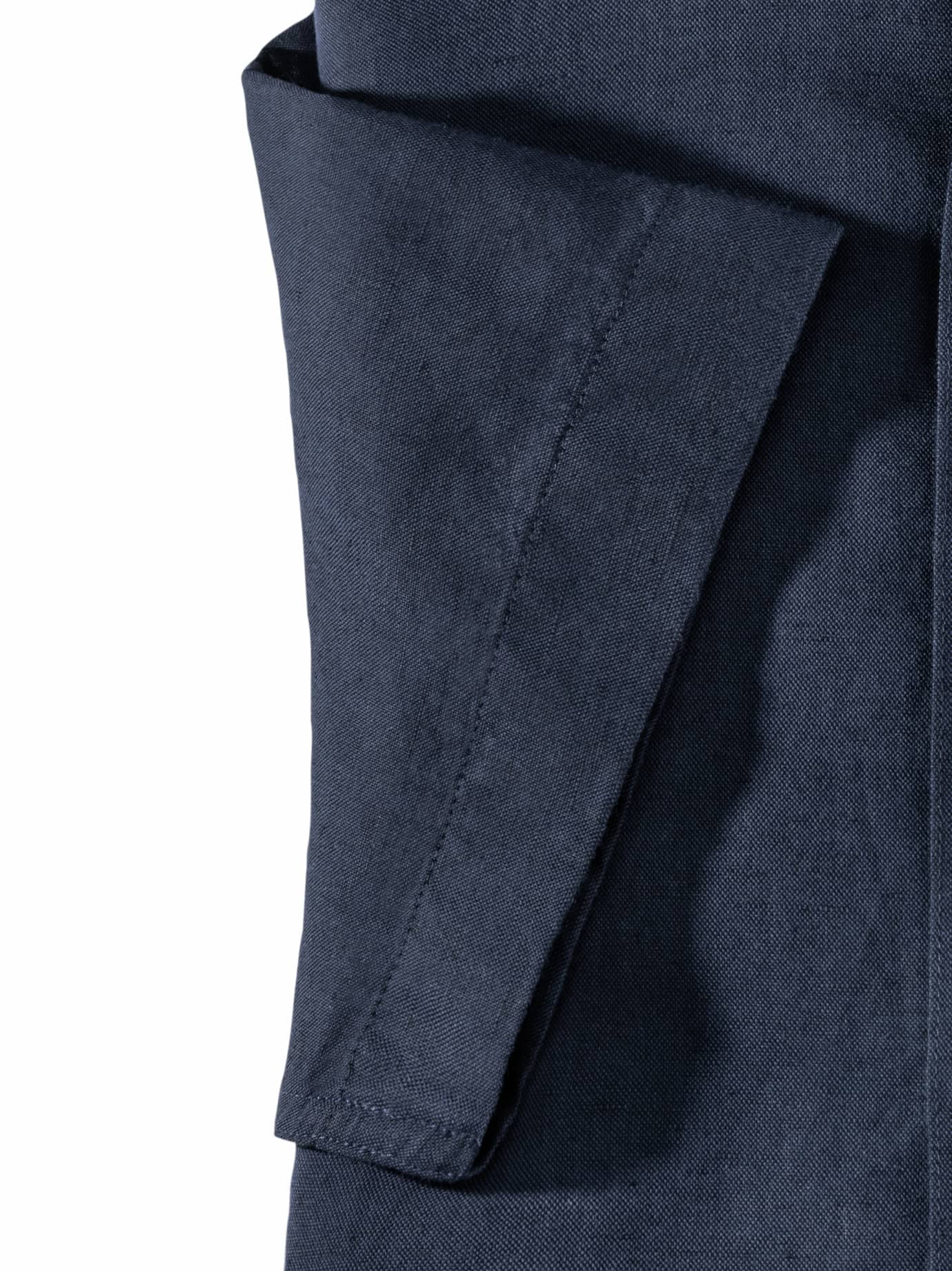 Walbusch Stand Collar Linen Shirt Blue 45/46 8