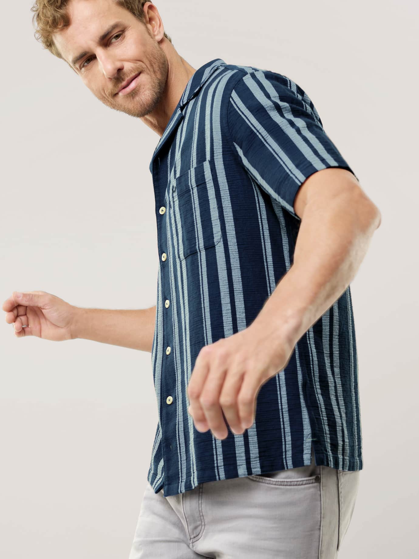 Chemise en coton Walbusch Summer Breeze Bleu 38 3