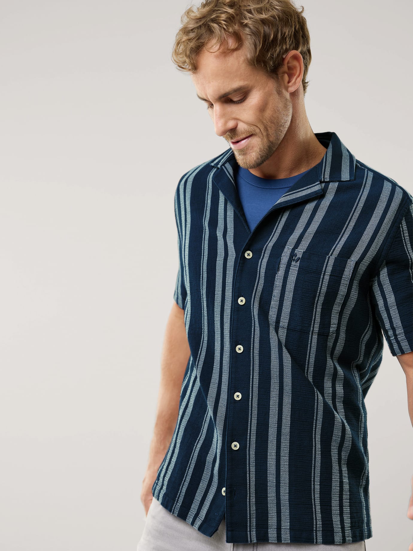 Chemise en coton Walbusch Summer Breeze Bleu 38 2