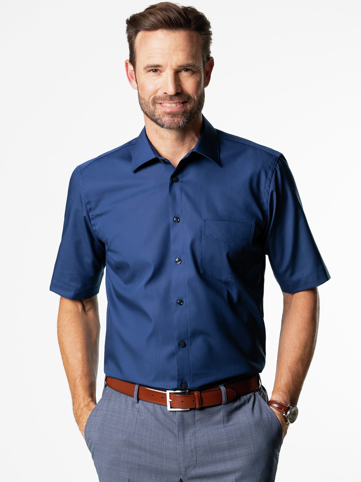 Walbusch Extraglatt Kent Collar Shirt Blue 38 6