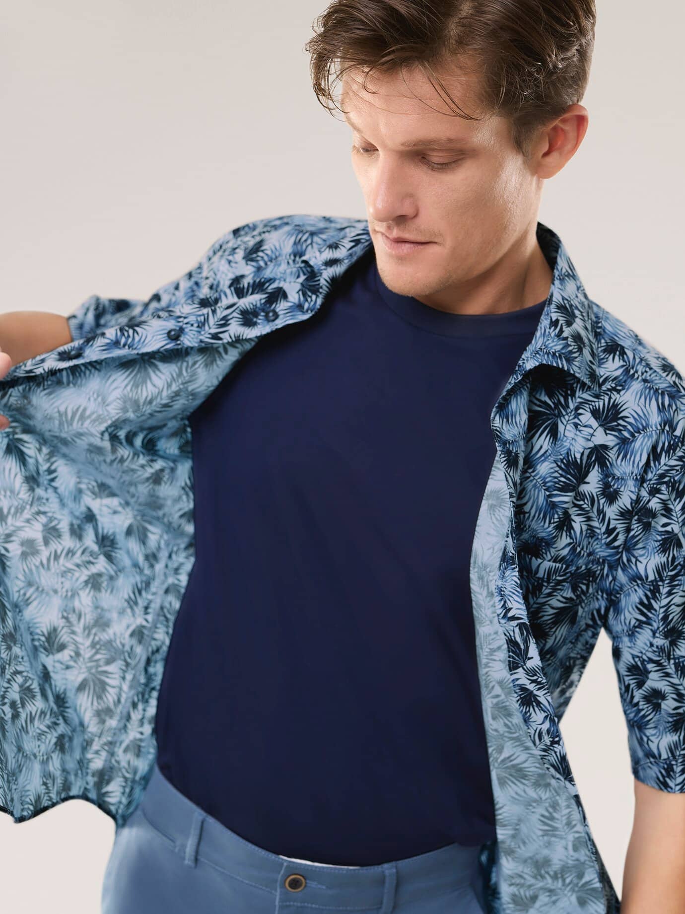 Walbusch Extraglatt Tropical Shirt Comfort Fit Blue 7