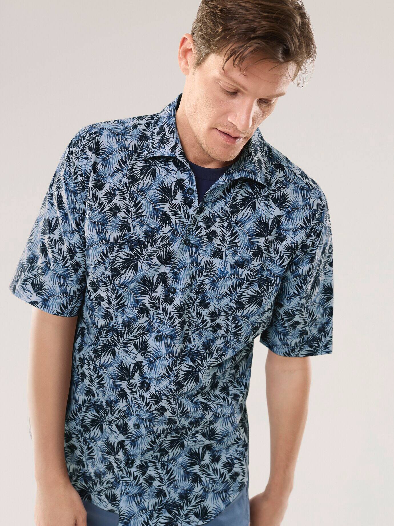 Walbusch Extraglatt Tropical Shirt Comfort Fit Blue 6