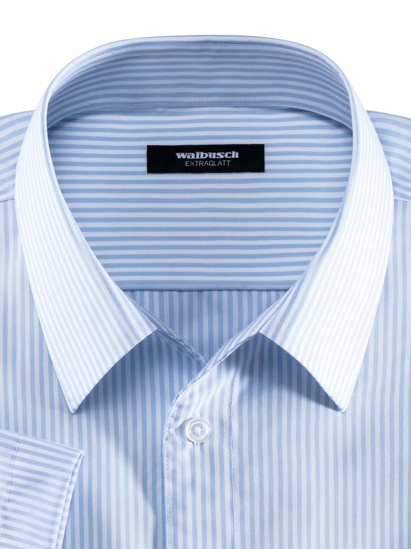 Walbusch Buttonless Collar Shirt Comfort Fit Blue 45/46 7