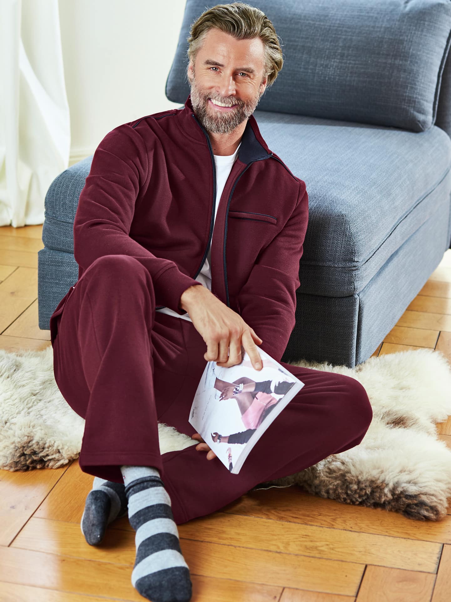 Walbusch Wohlfühljacke Supersoft, untersetzte Größen, Farbe Rot, 26, angeraute Baumwollmischung angenehm wärmend Herren 3