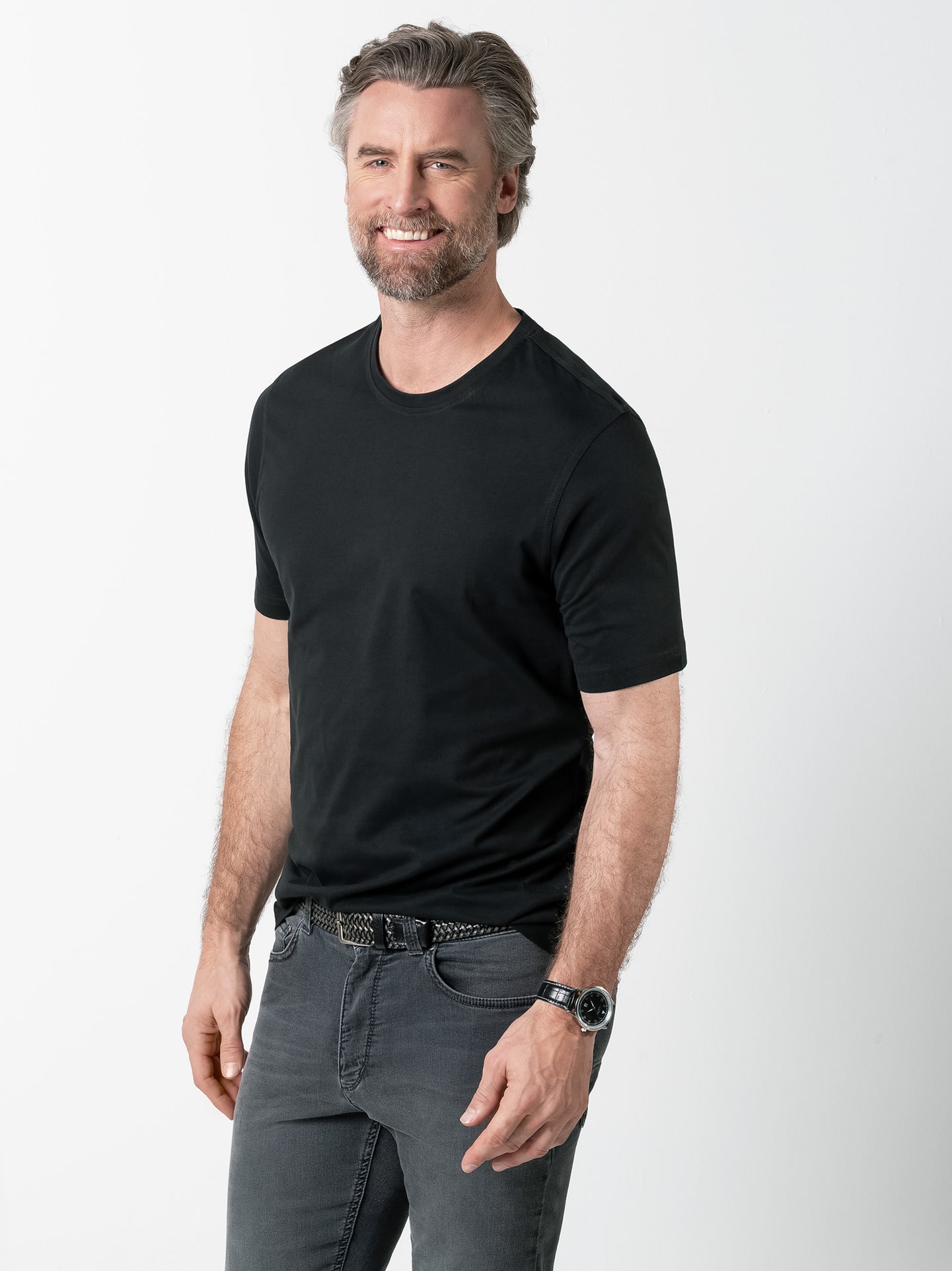 Walbusch Round Neck T-Shirt Black 48 2