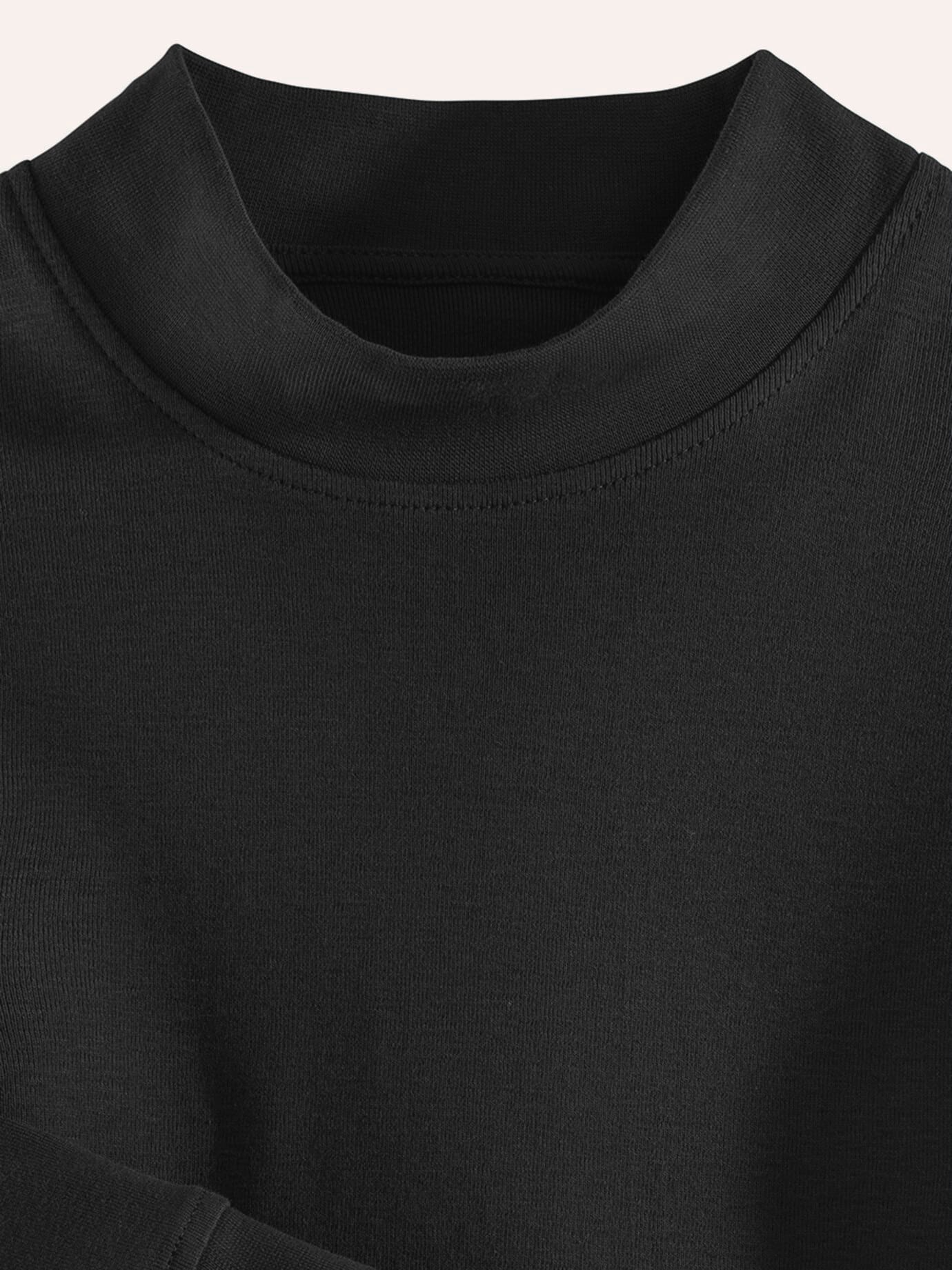 Walbusch Long Sleeve Shirt Mock Neck Black 56 3