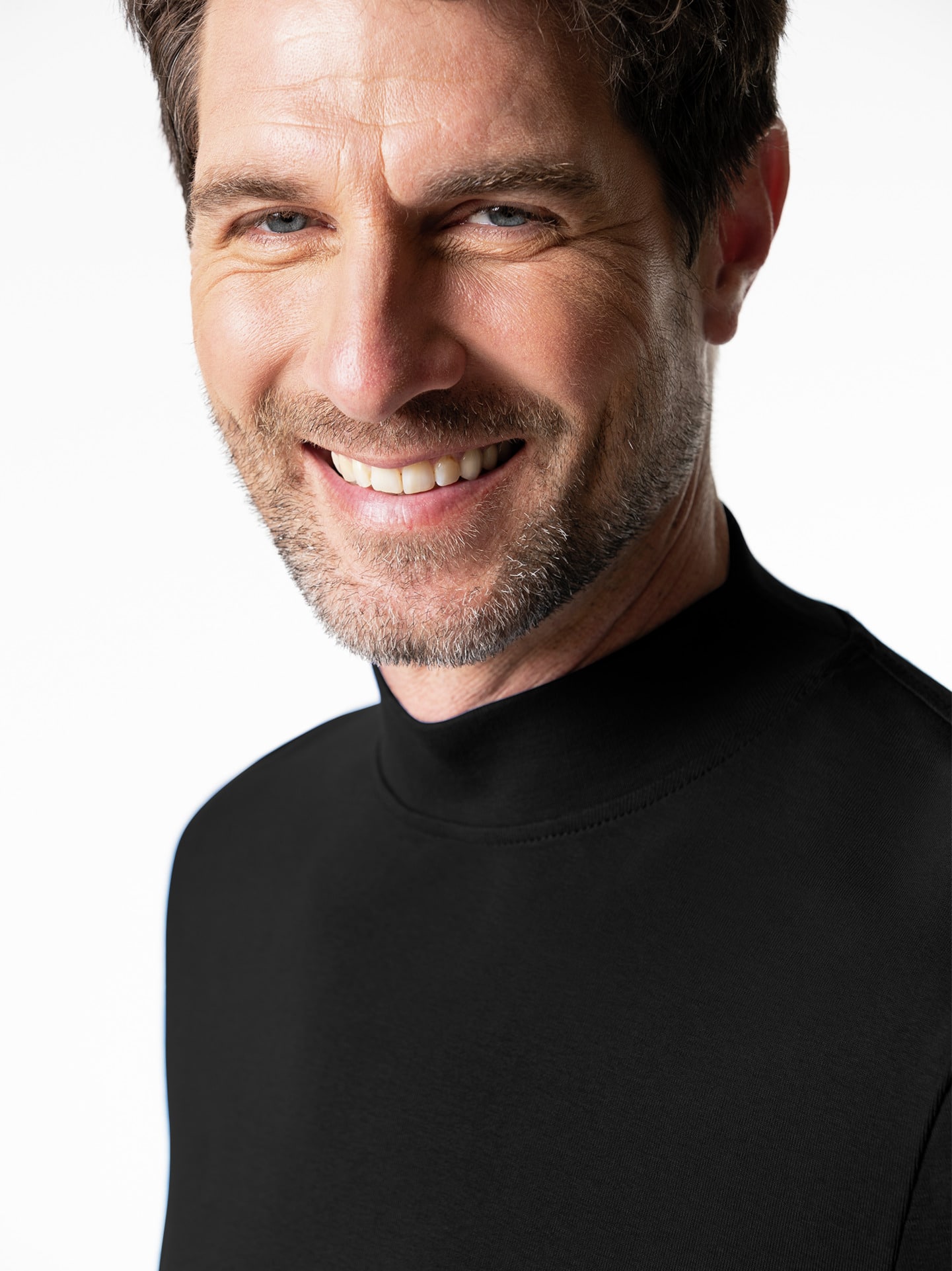 Walbusch Long Sleeve Shirt Mock Neck Black 56 4
