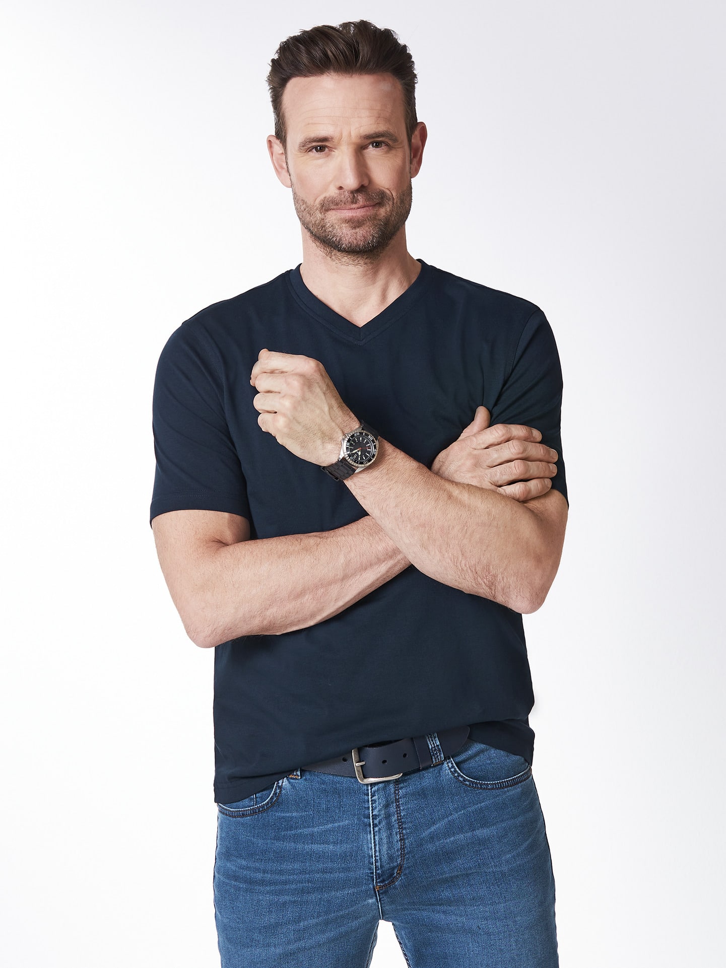 Walbusch V-Neck T-Shirt Blue 56 10