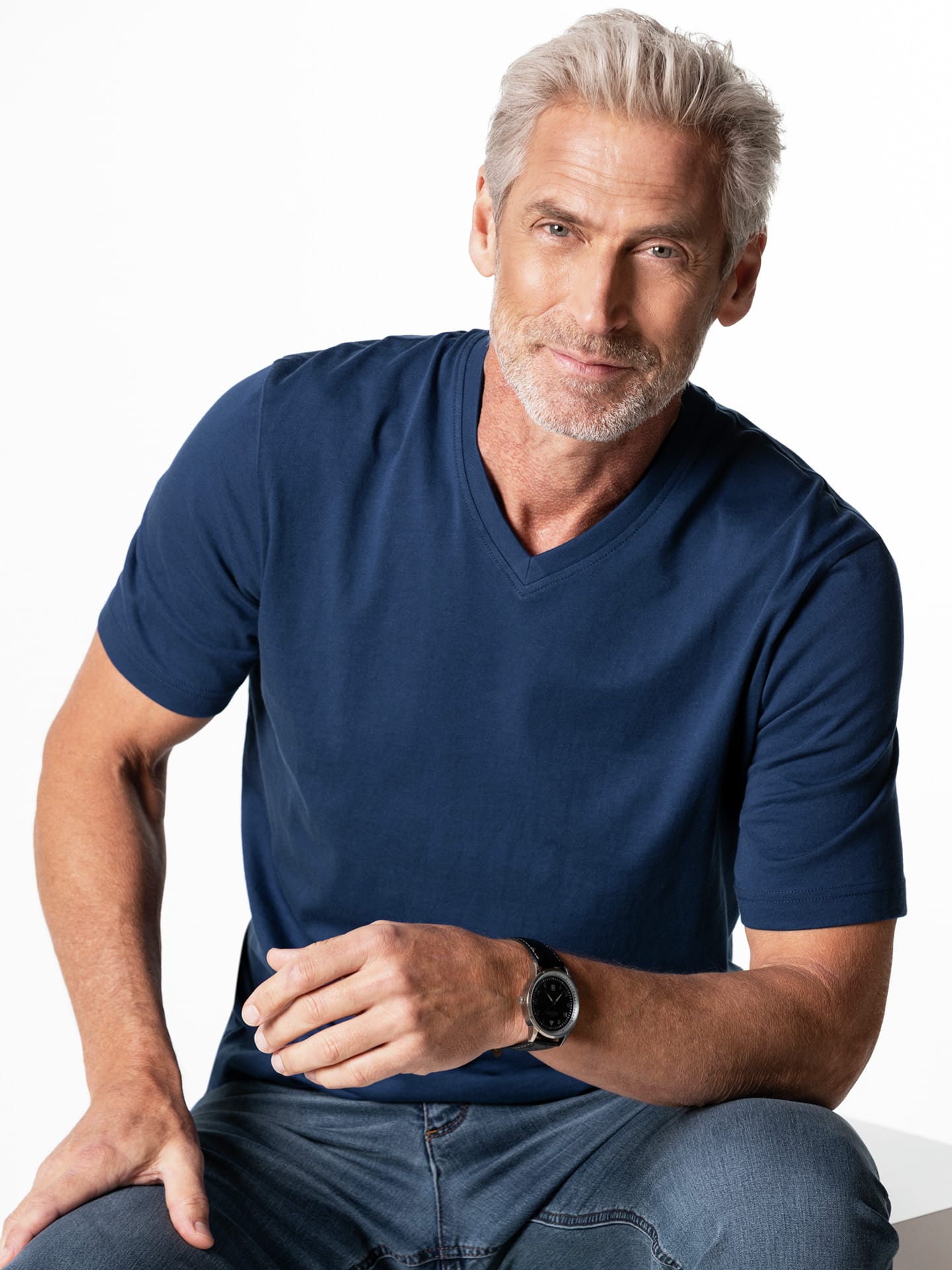 Walbusch V-Neck T-Shirt Blue 56 6