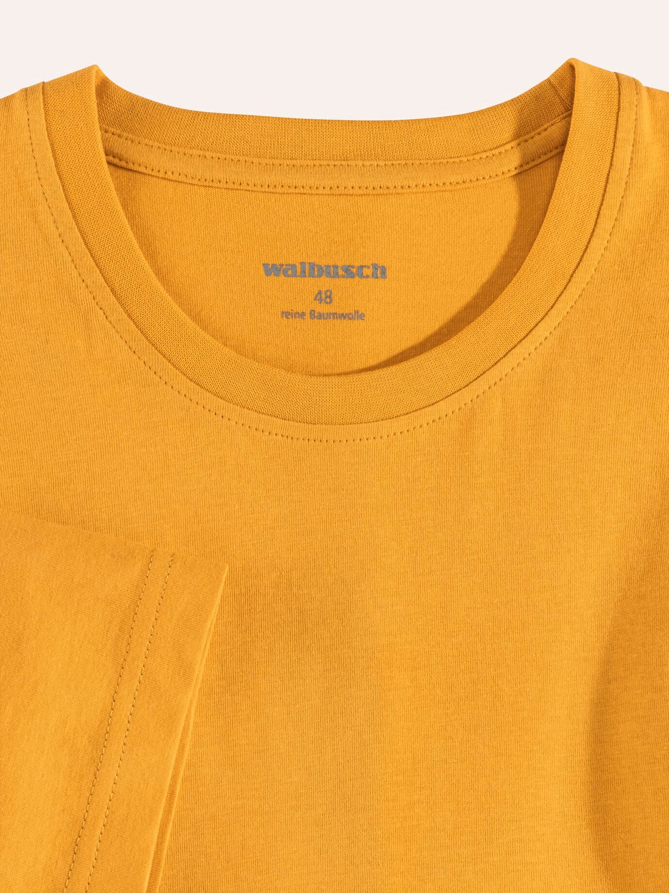 Walbusch T-Shirt Rundhalsausschnitt, , Farbe Gelb, 50, reine Baumwolle atmungsaktiv Herren 3