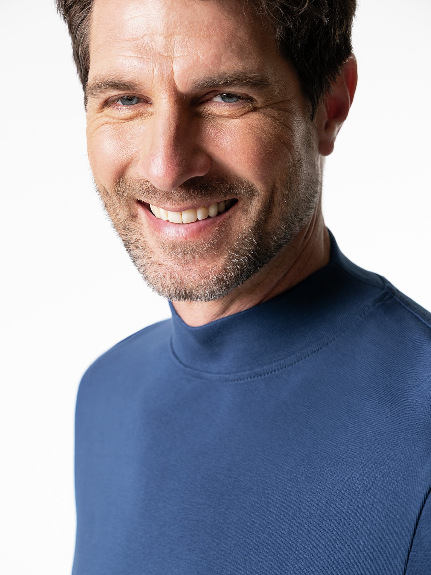 Walbusch Langarm-Shirt Stehkragen, , Farbe Blau, 56, reine Baumwolle angenehm weicher Griff Herren 4