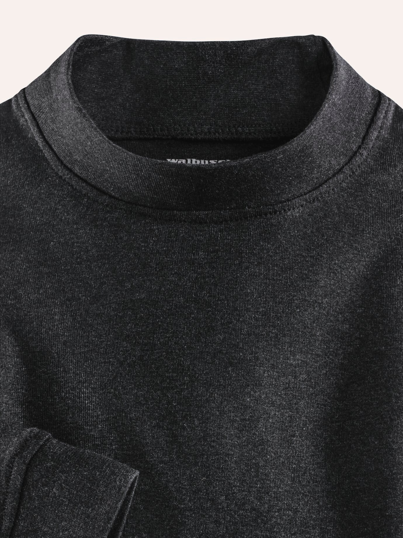 Walbusch Long Sleeve Shirt Stand-up Collar Gray Cotton 3