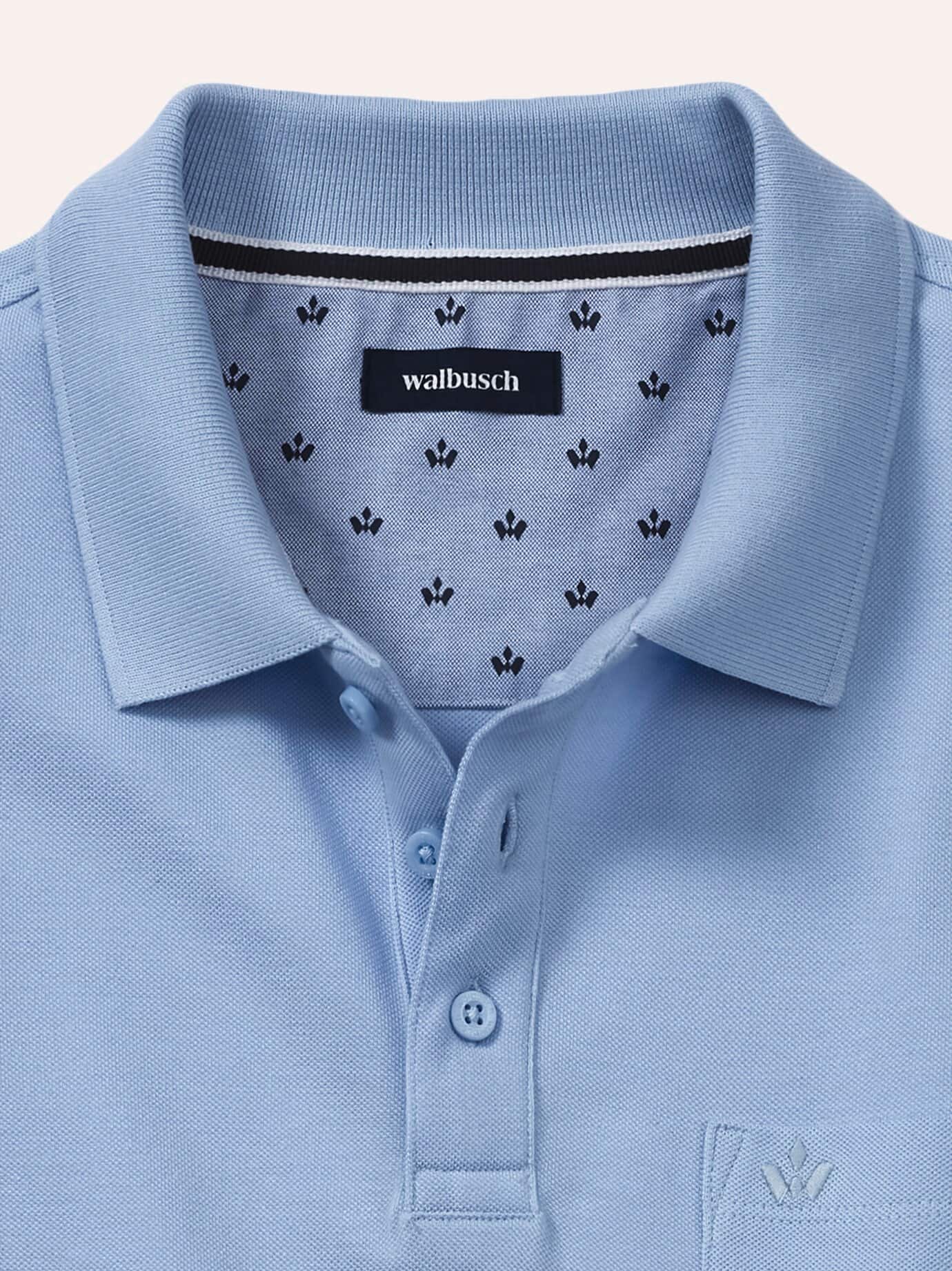 Walbusch Pique Polo Pima Cotton Blue 56 7
