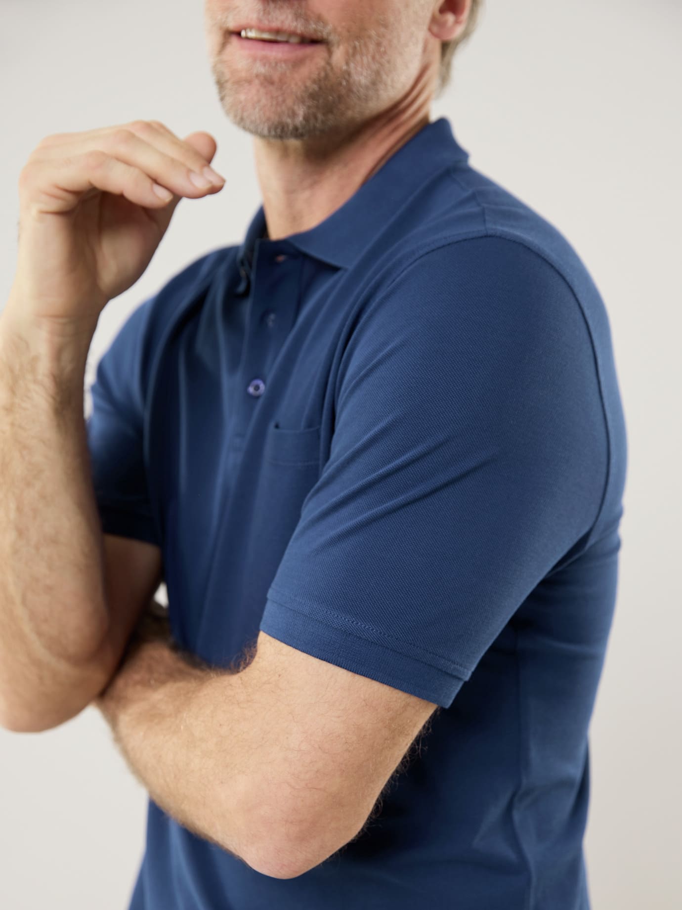 Walbusch Pique Polo Pima Cotton Blue 50 3