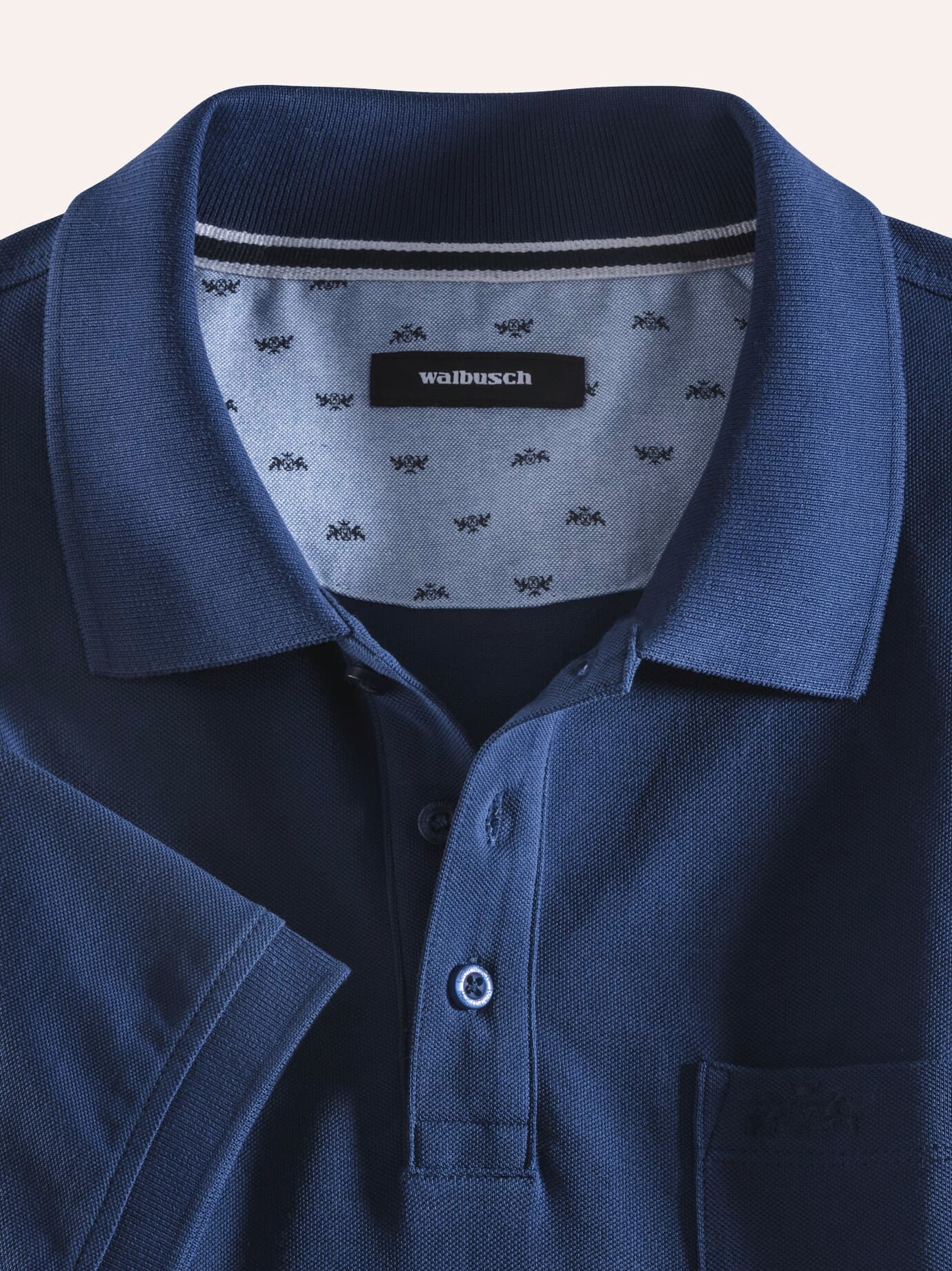 Walbusch Pique Polo Pima Cotton Blue 50 4