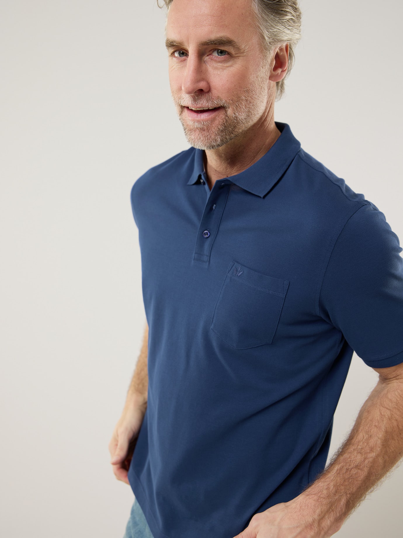 Walbusch Pique Polo Pima Cotton Blue 56 10