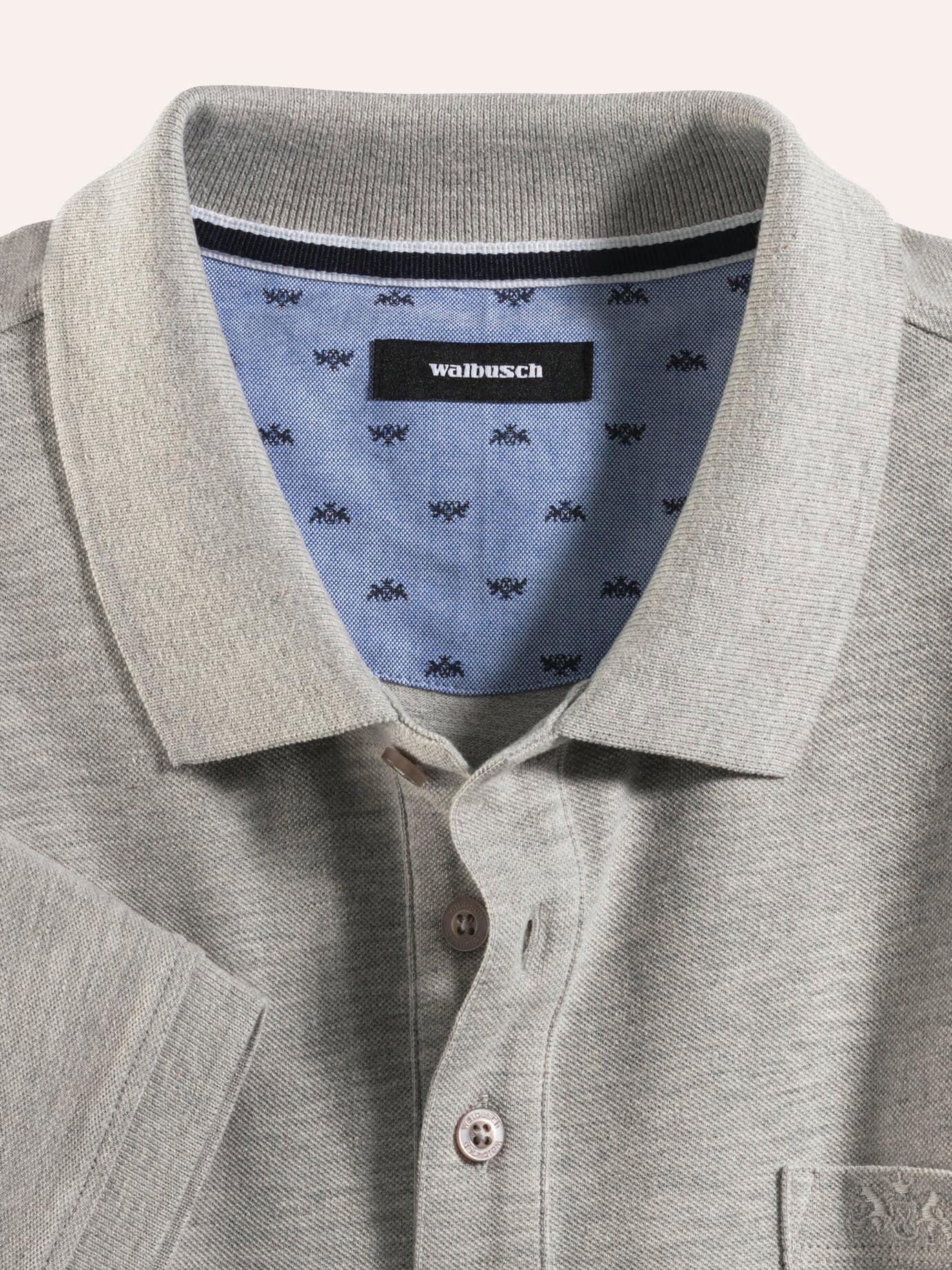 Walbusch Pique Polo Pima Cotton Grey 50 8