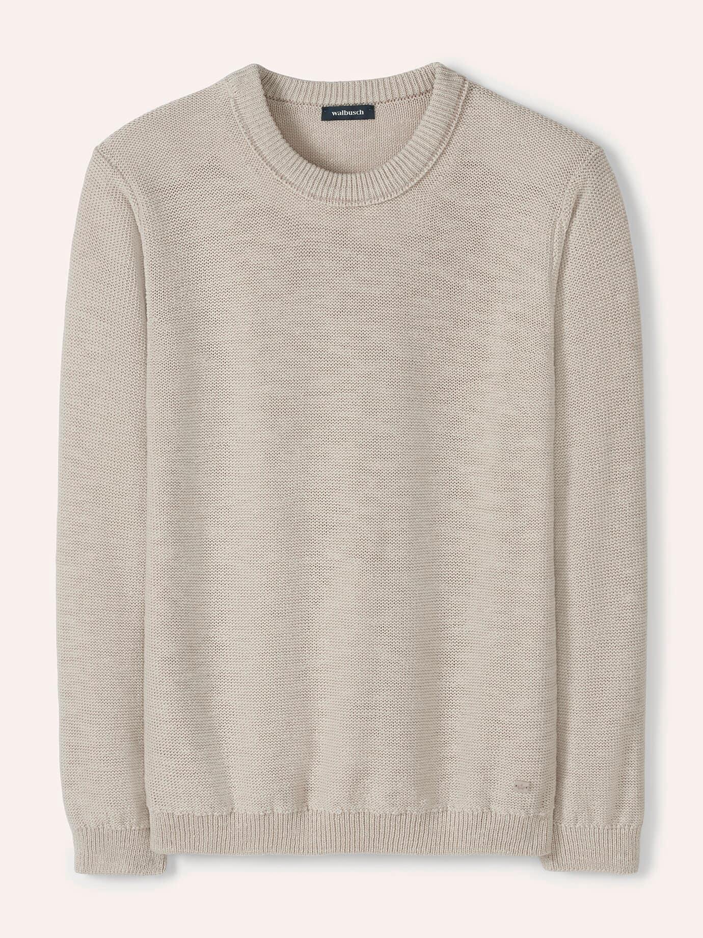 Premium Leinen-Pullover, normale Größen, Farbe Beige, 52, edles Effektgarn mit Leinen Made in Italy Herren